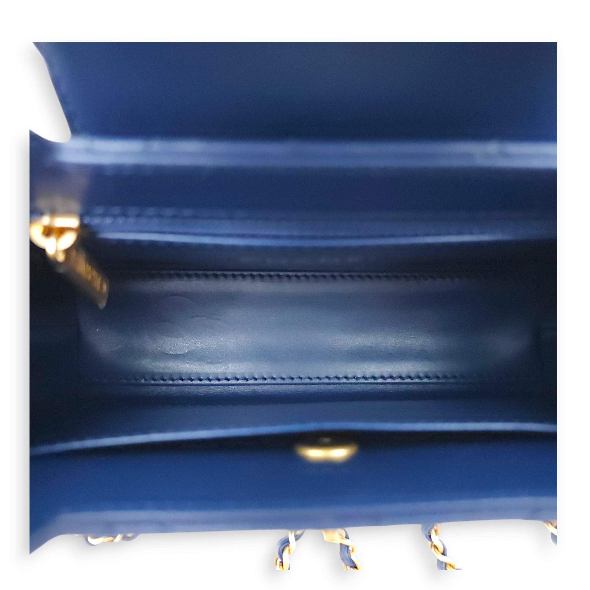 Kelly 19x12x5cm Blue Top Handle Bag in Shiny Calf, Gold hardware - Image 7