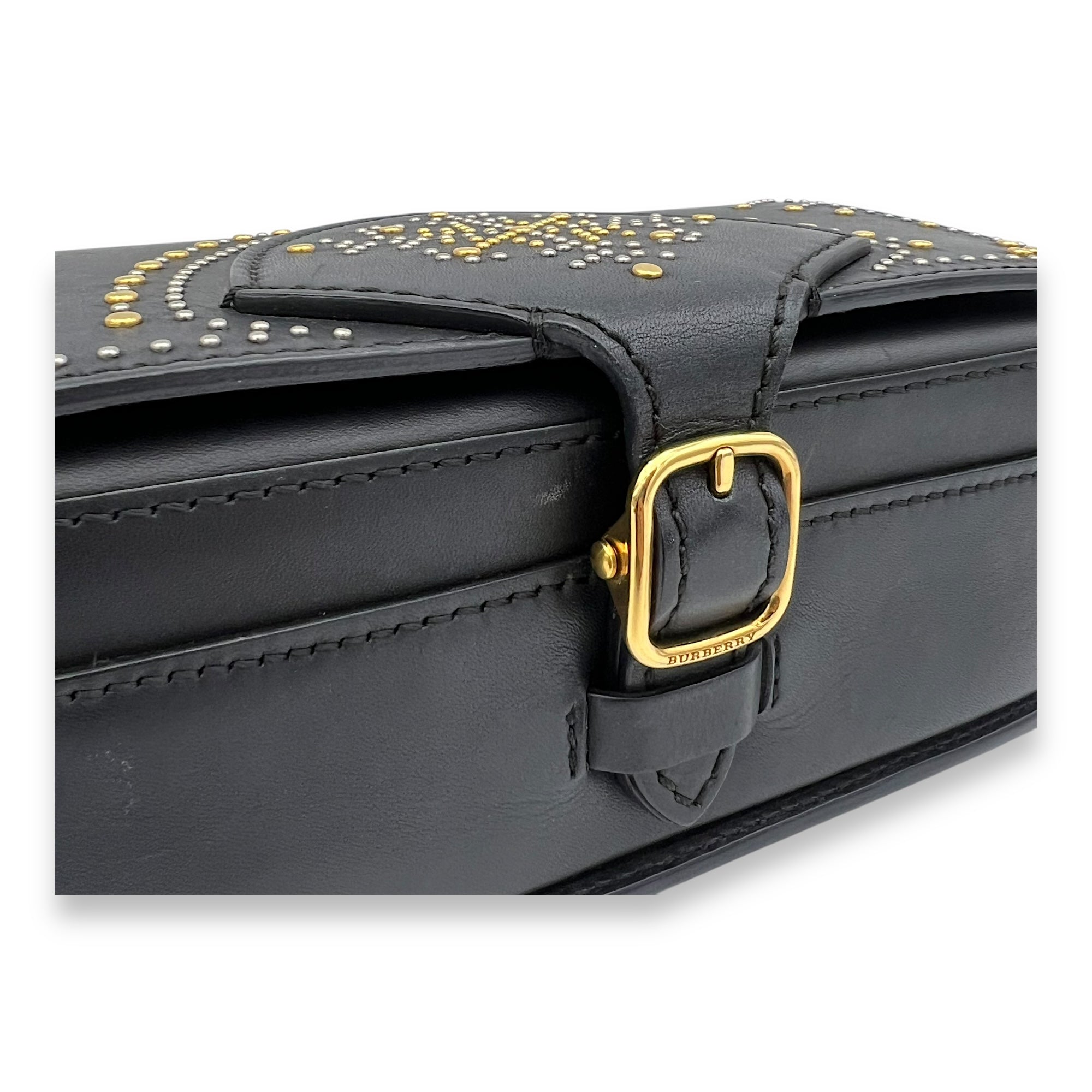 Birdie Studded Black Crossbody Bag in Calfskin, Mixed hardware - Image 8