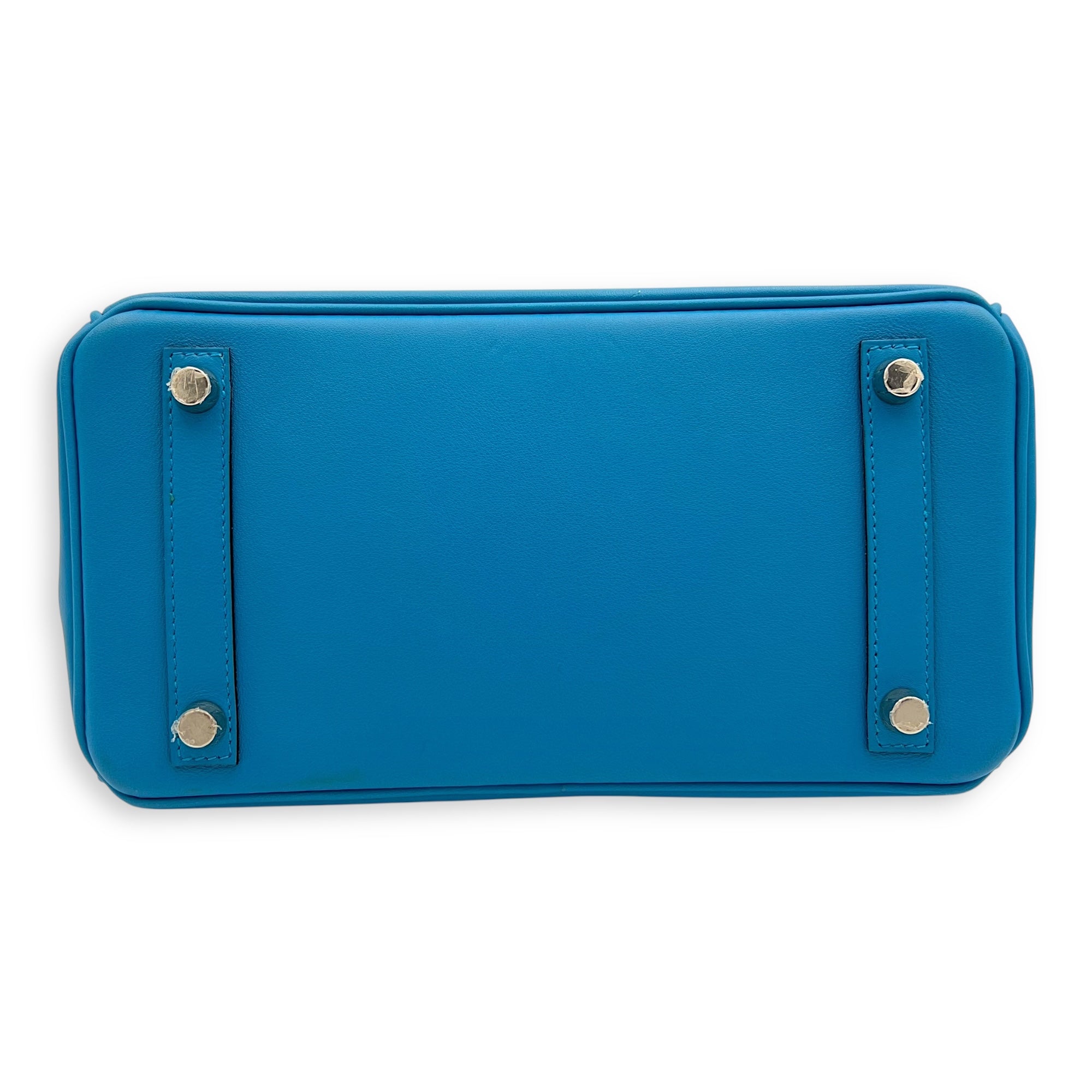 Birkin 25 Blue Zanzibar Top Handle Bag in Swift, Silver hardware - Image 6