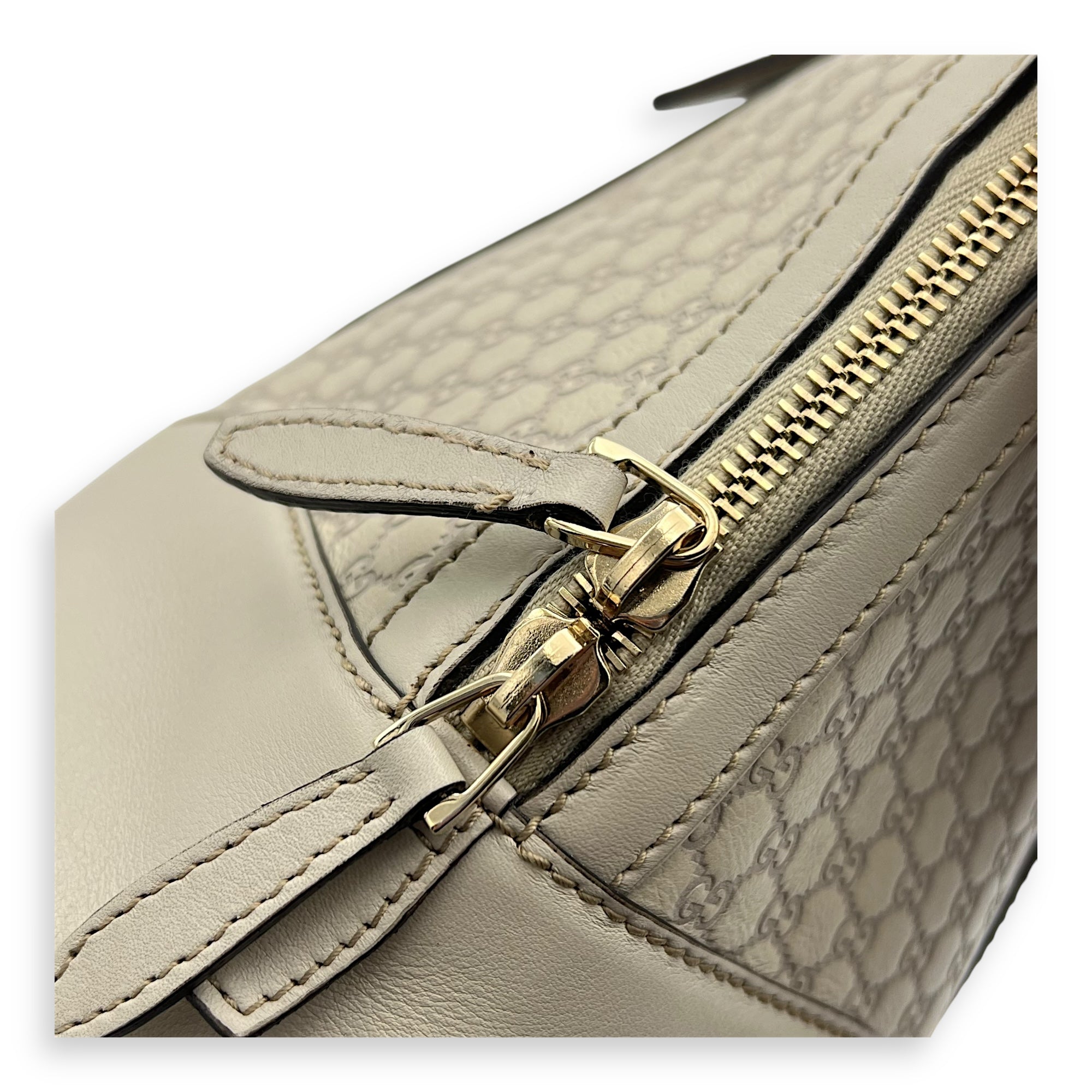 Guccissima Top Handle Bag White in Calfskin, Gold hardware - Image 11