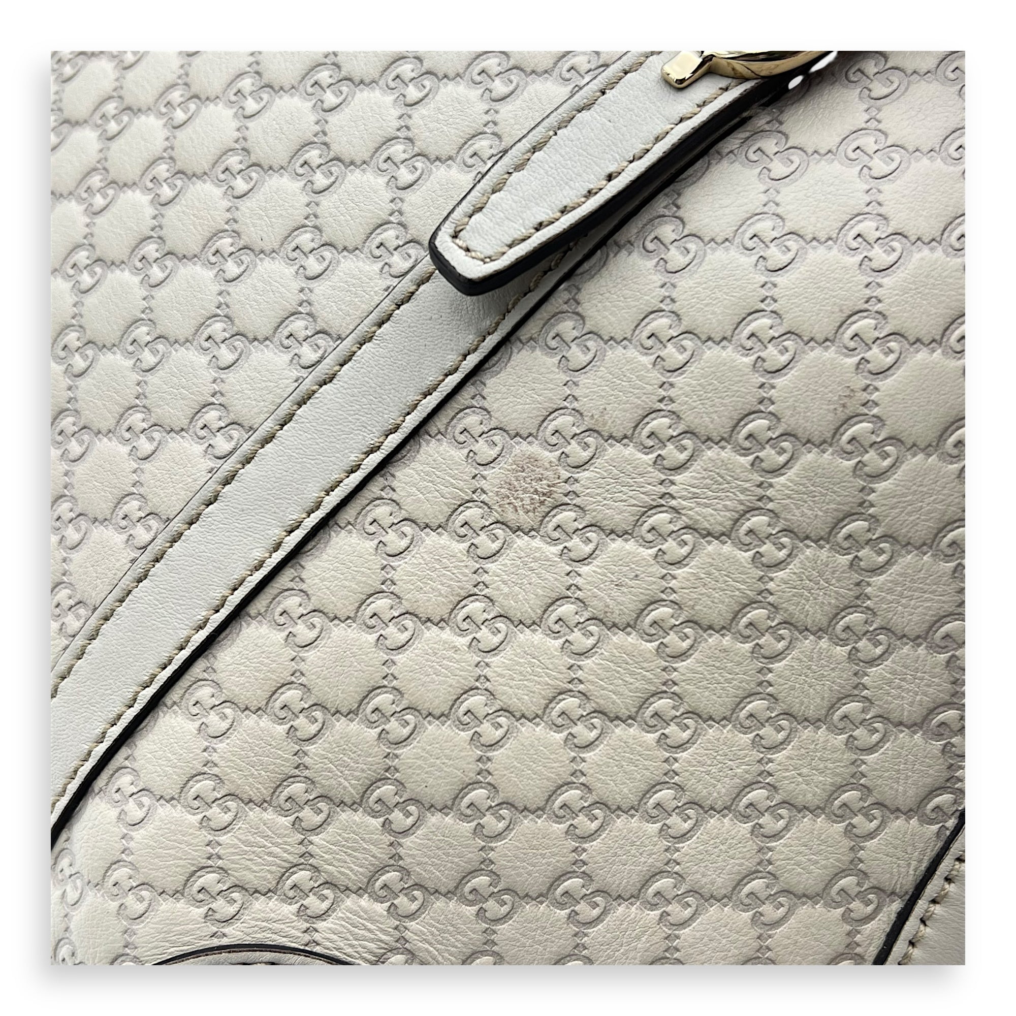 Guccissima Top Handle Bag White in Calfskin, Gold hardware - Image 10