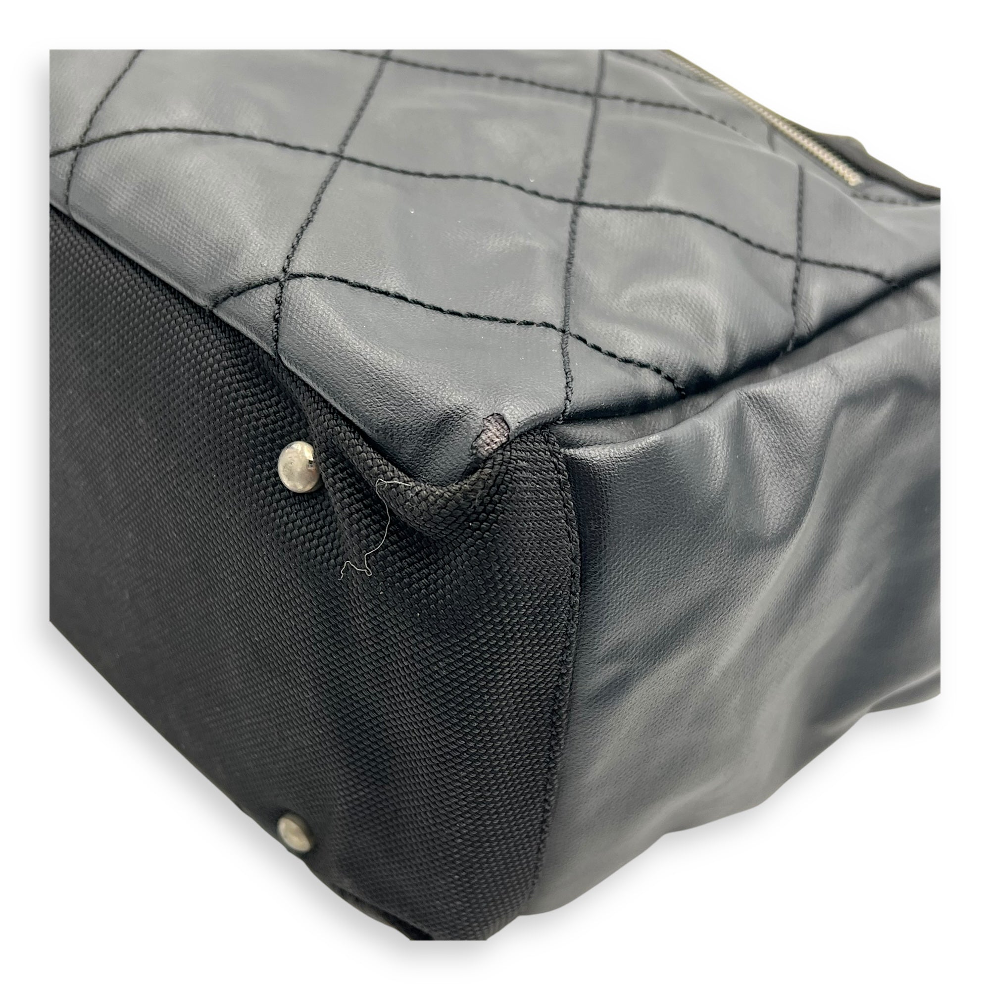 Biarritz Tote Bag Black in Coated Canvas, Silver hardware - Image 7