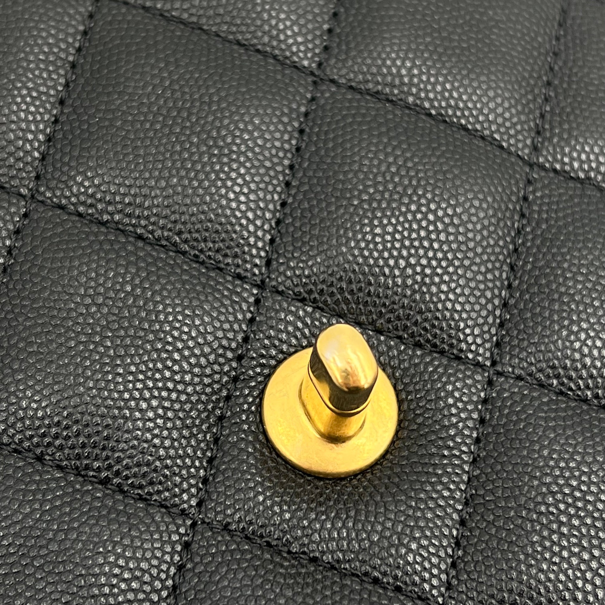 Quilted Seasonal Backpack Gold in Caviar Leather, Gold hardware - Image 10