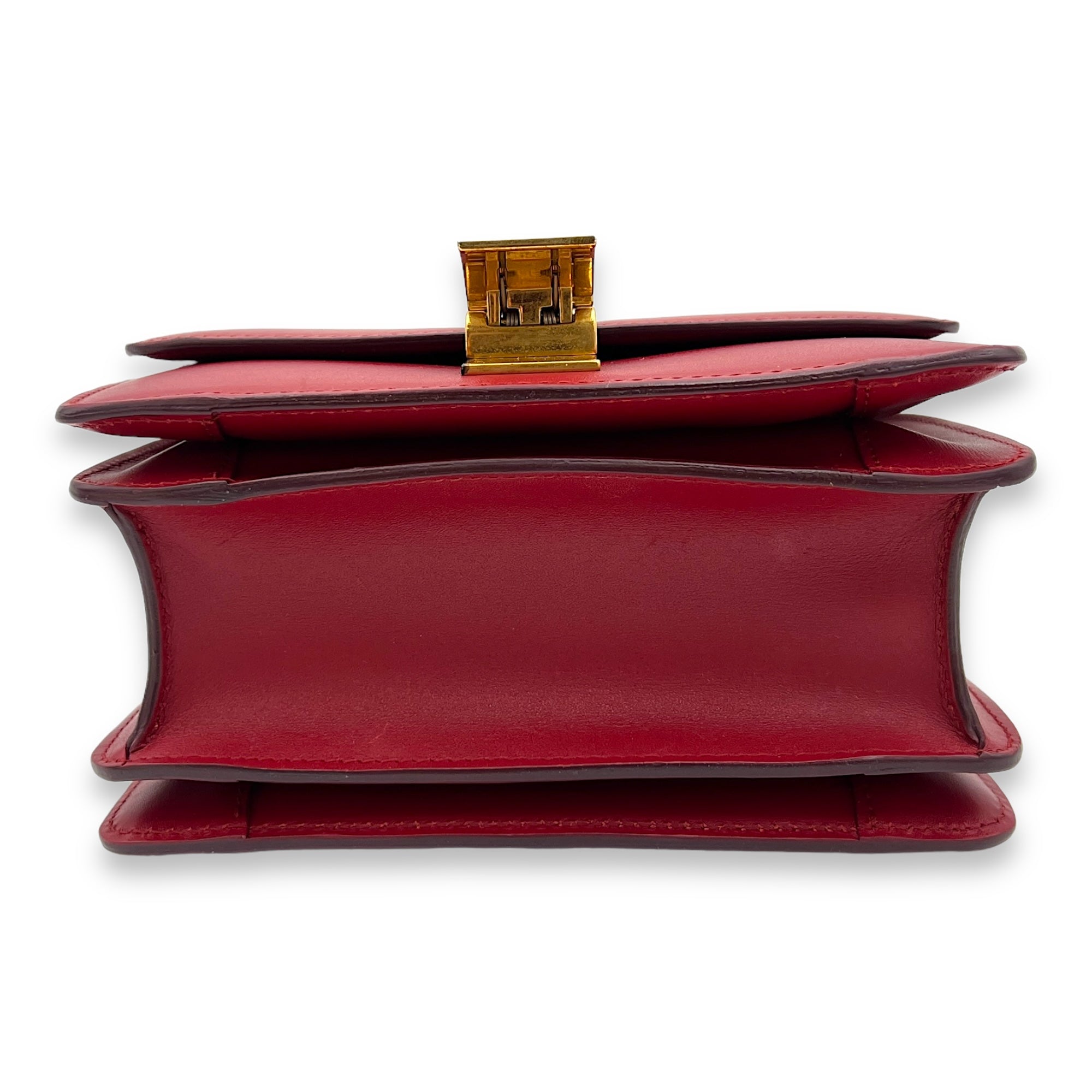 Box Small Red Shoulder Bag in Calfskin, Gold hardware - Image 6