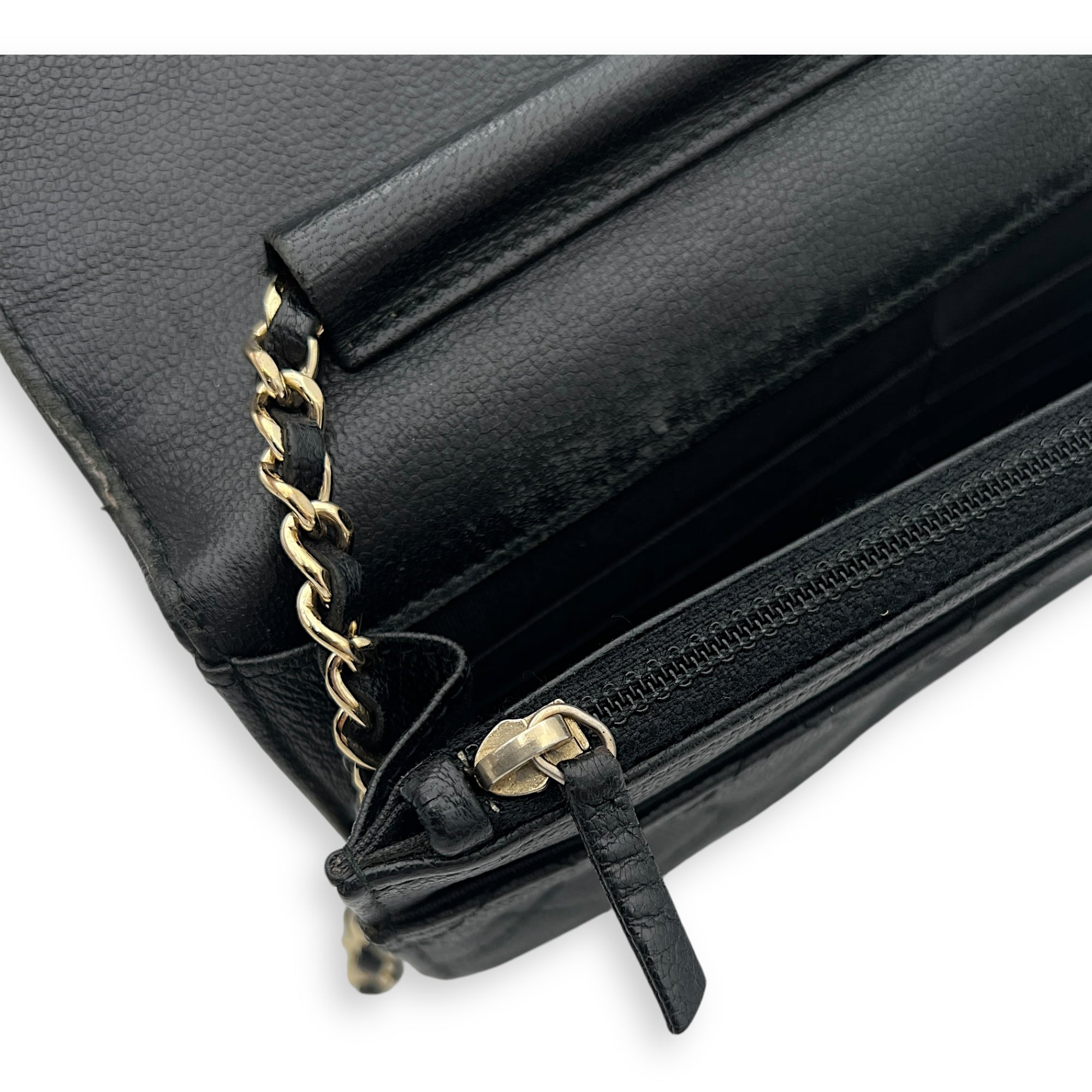 Boy Wallet On Chain Black in Caviar Leather, Gold hardware - Image 8
