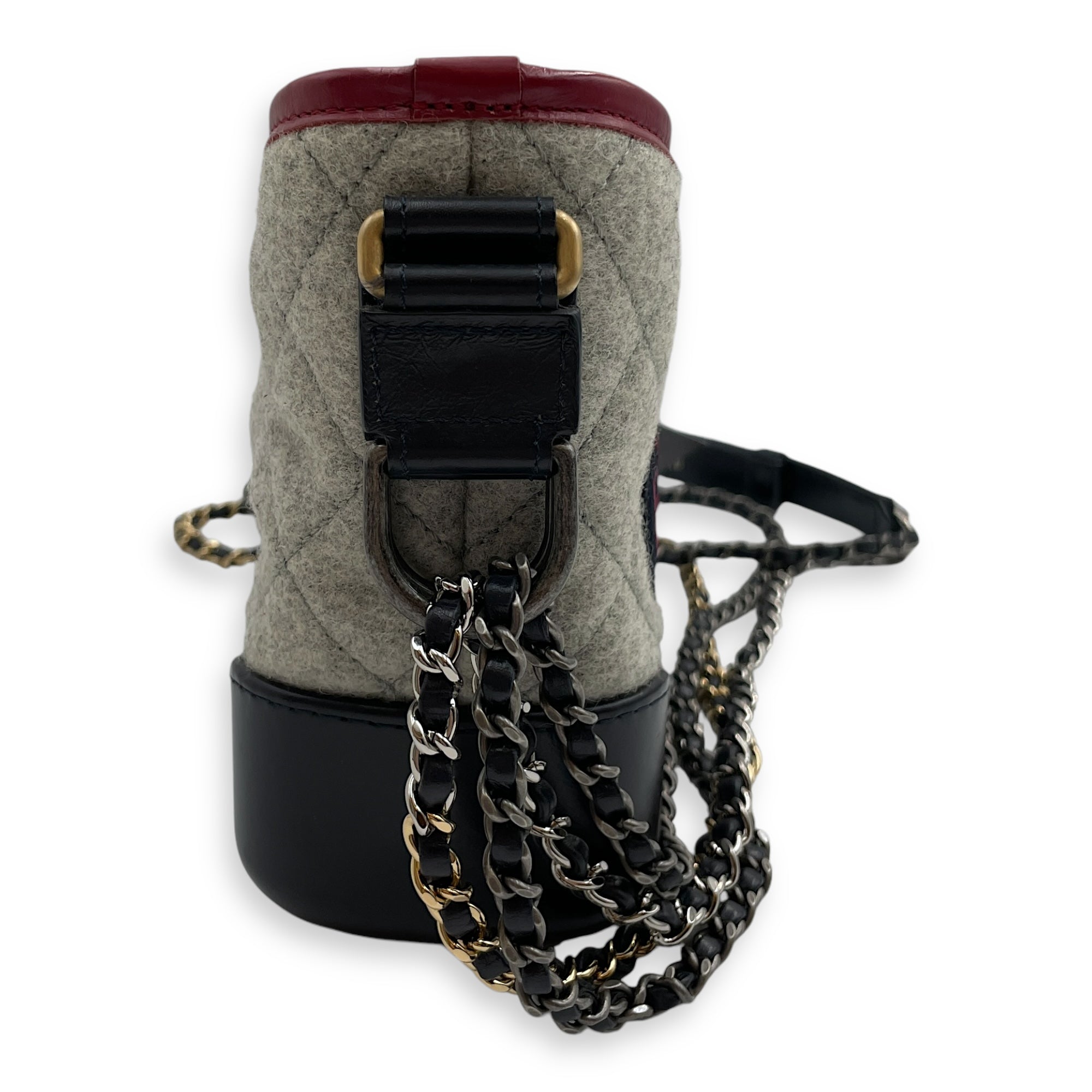 Gabrielle Hobo Small Grey,red, pink, black Shoulder Bag in Calfskin, 3-Tone hardware - Image 4