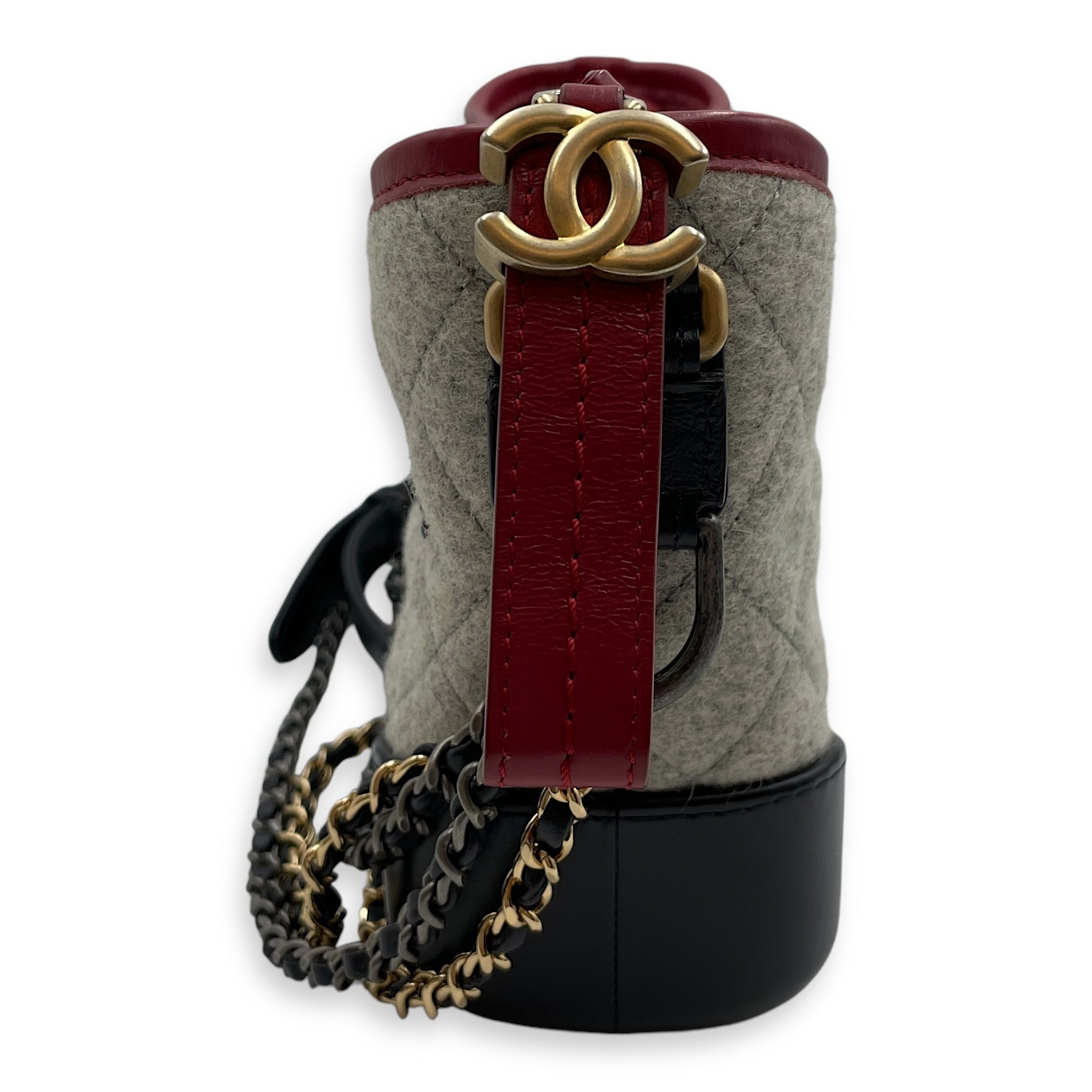 Gabrielle Hobo Small Grey,red, pink, black Shoulder Bag in Calfskin, 3-Tone hardware - Image 5