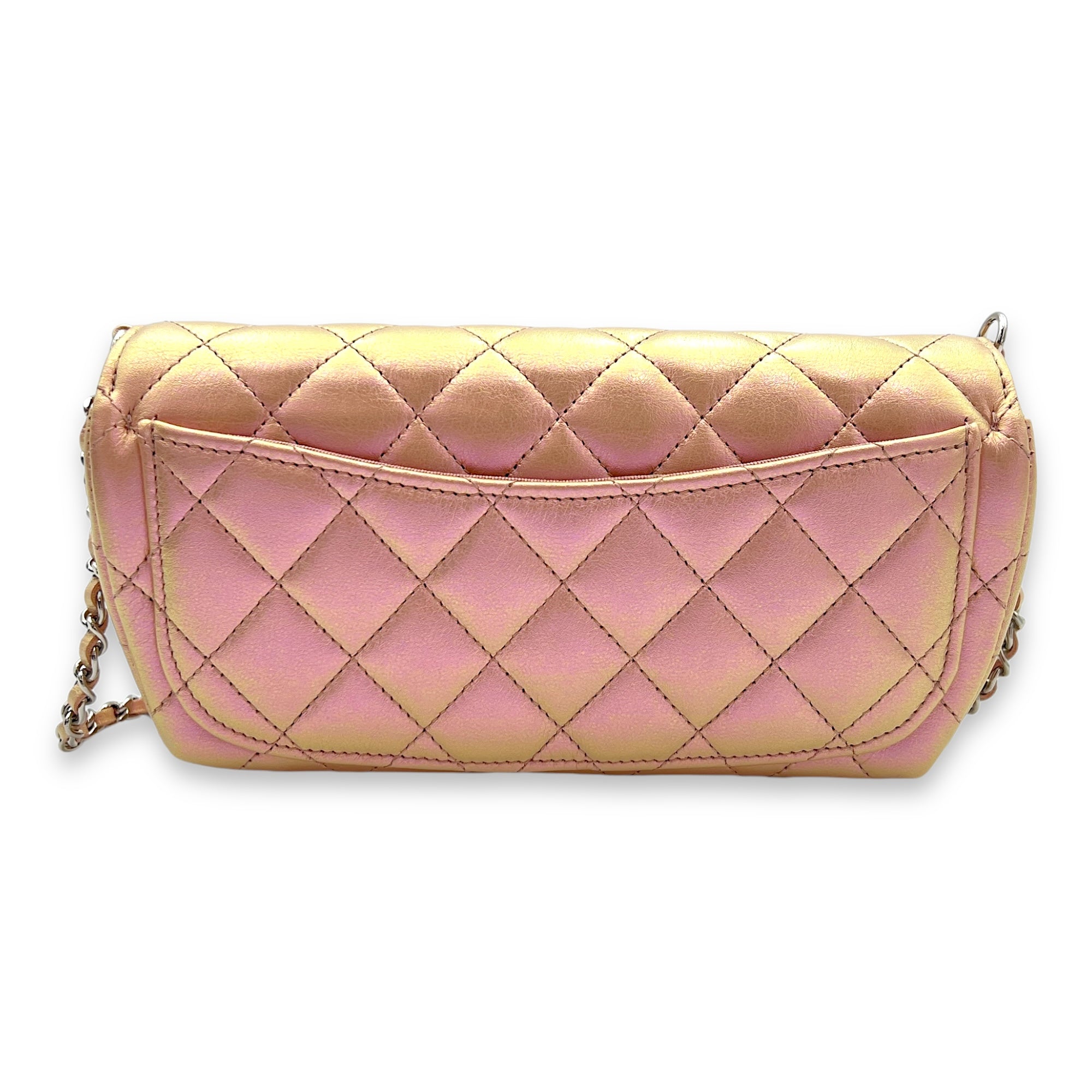 Glasses Crossbody Bag Pink in Calfskin, Silver hardware - Image 3
