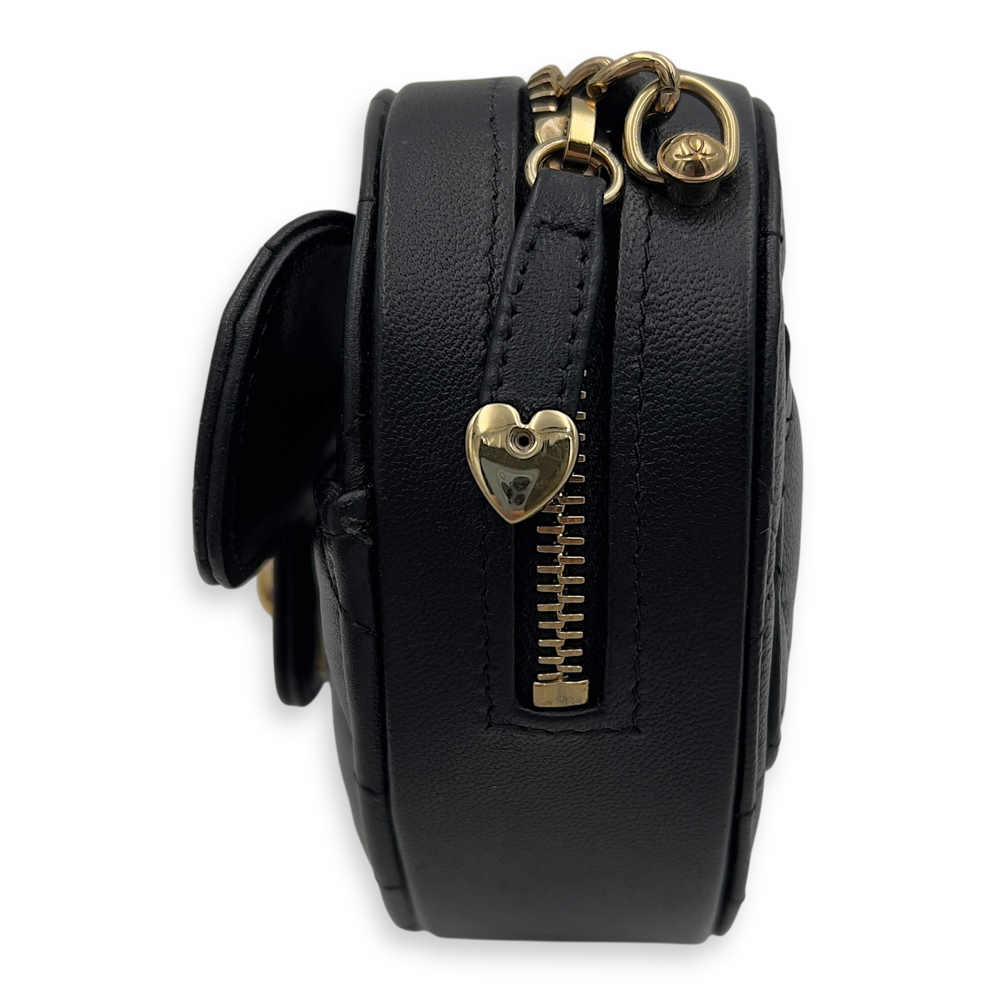 Heart Mini Black Shoulder Bag in Lambskin, Gold hardware - Image 5