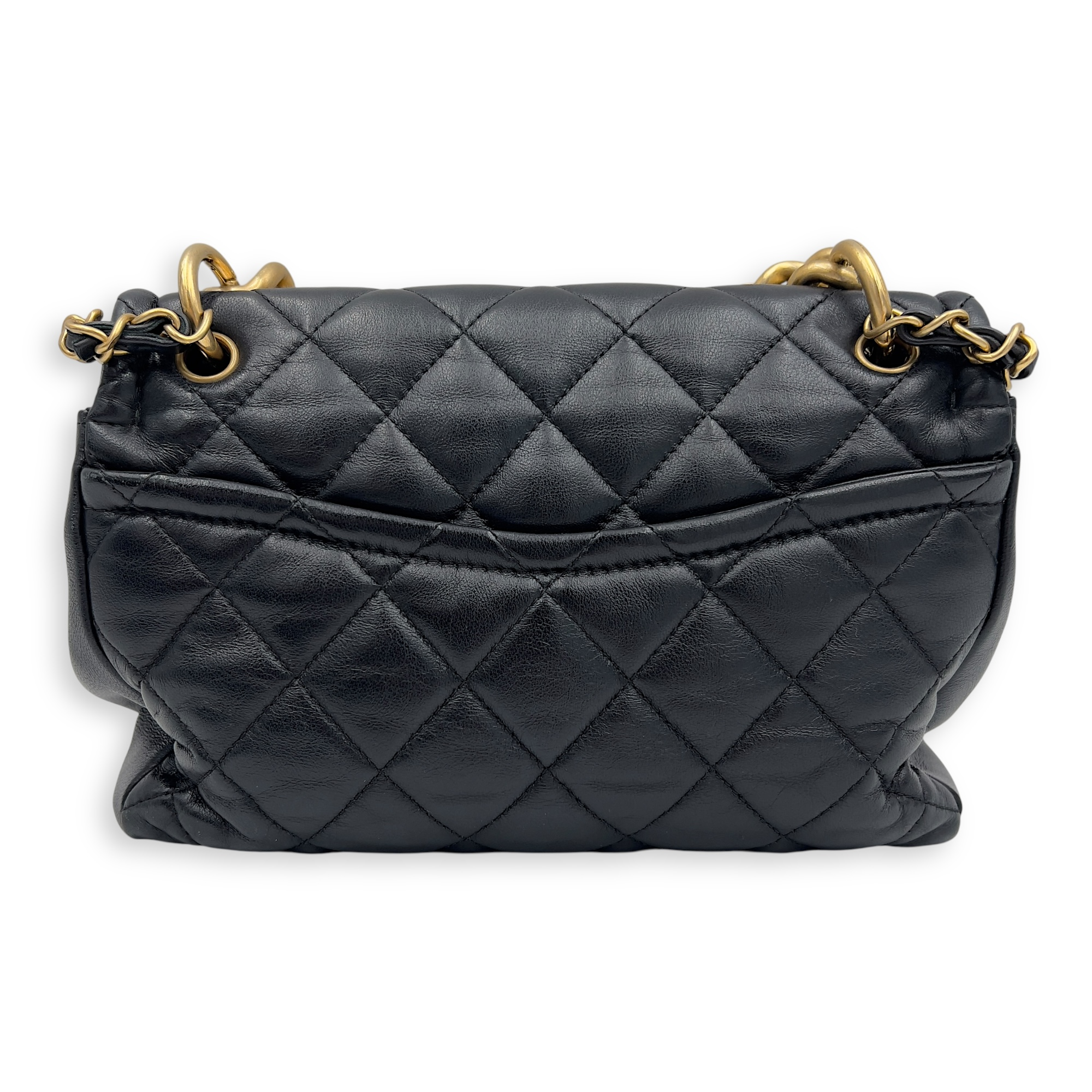 Quilted Seasonal Shoulder Bag Black in Calfskin, Gold hardware - Image 3