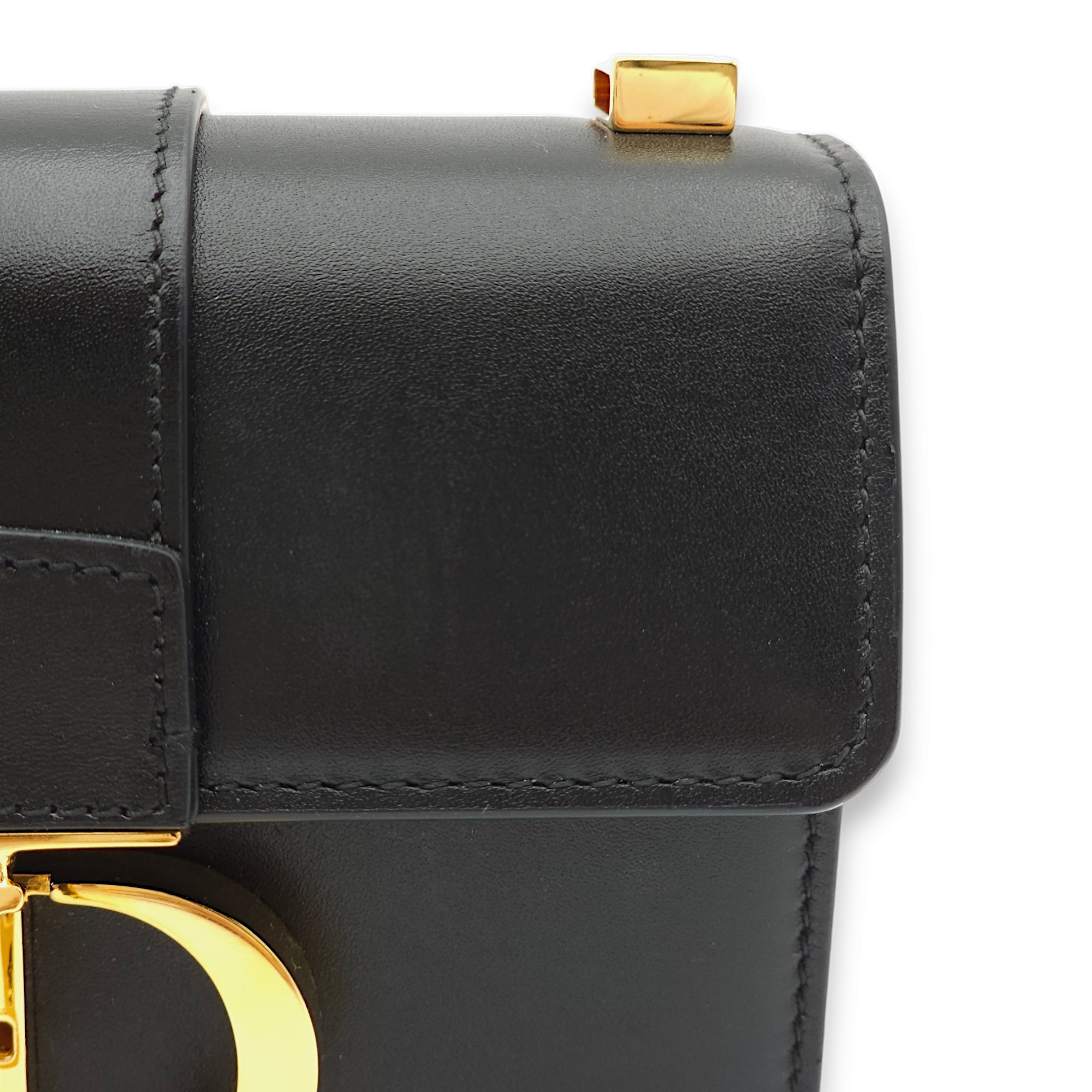 30 Montaigne Micro Black Crossbody Bag in Calfskin, Gold hardware - Image 13