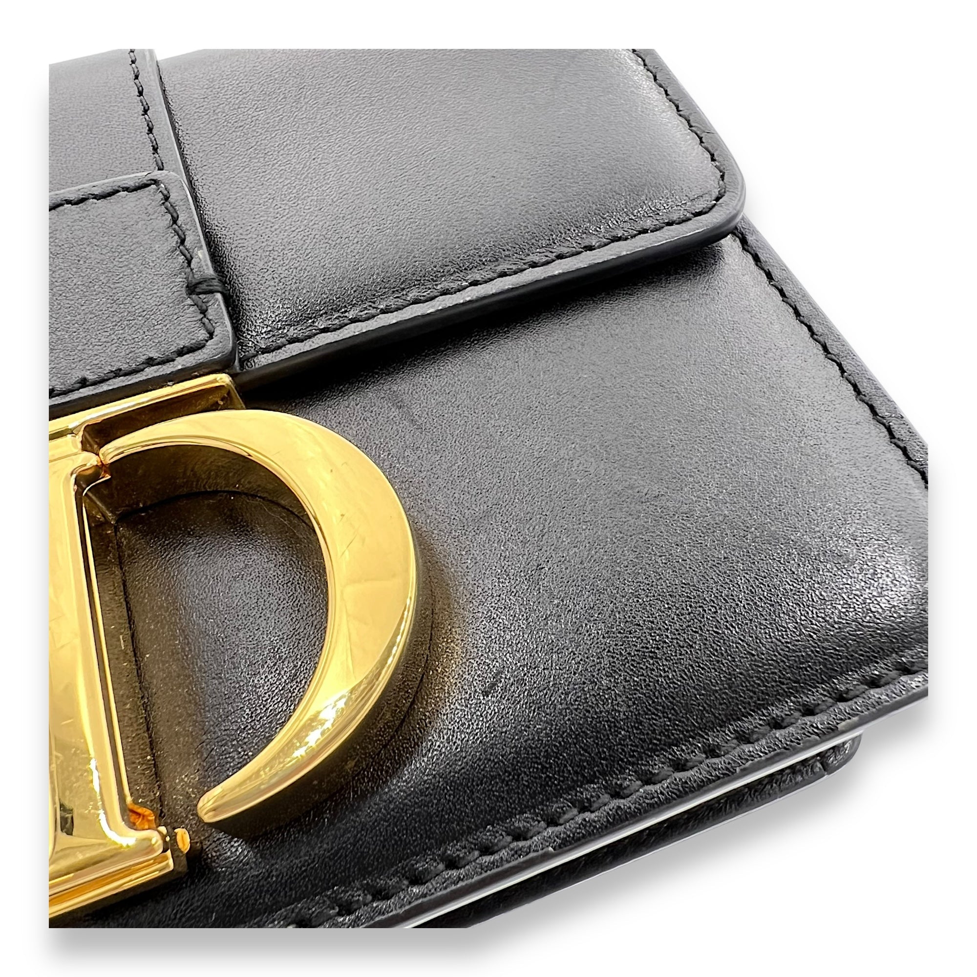 30 Montaigne Micro Black Crossbody Bag in Calfskin, Gold hardware - Image 8