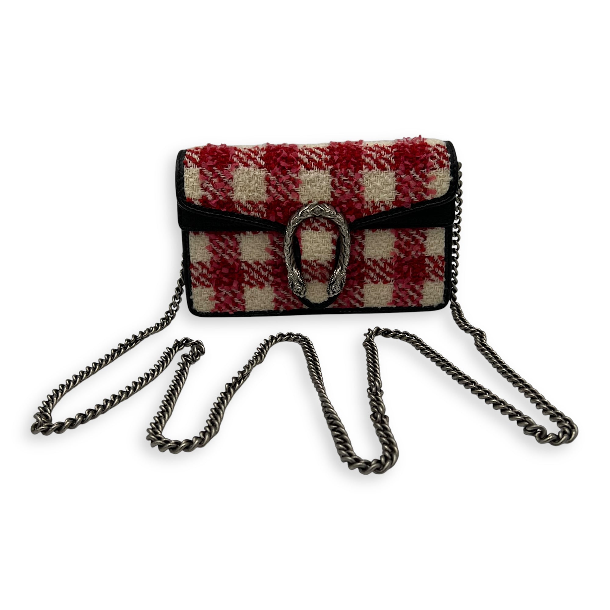 Dionysus Super Mini Red Crossbody Bag in Tweed, Ruthenium hardware - Image 20