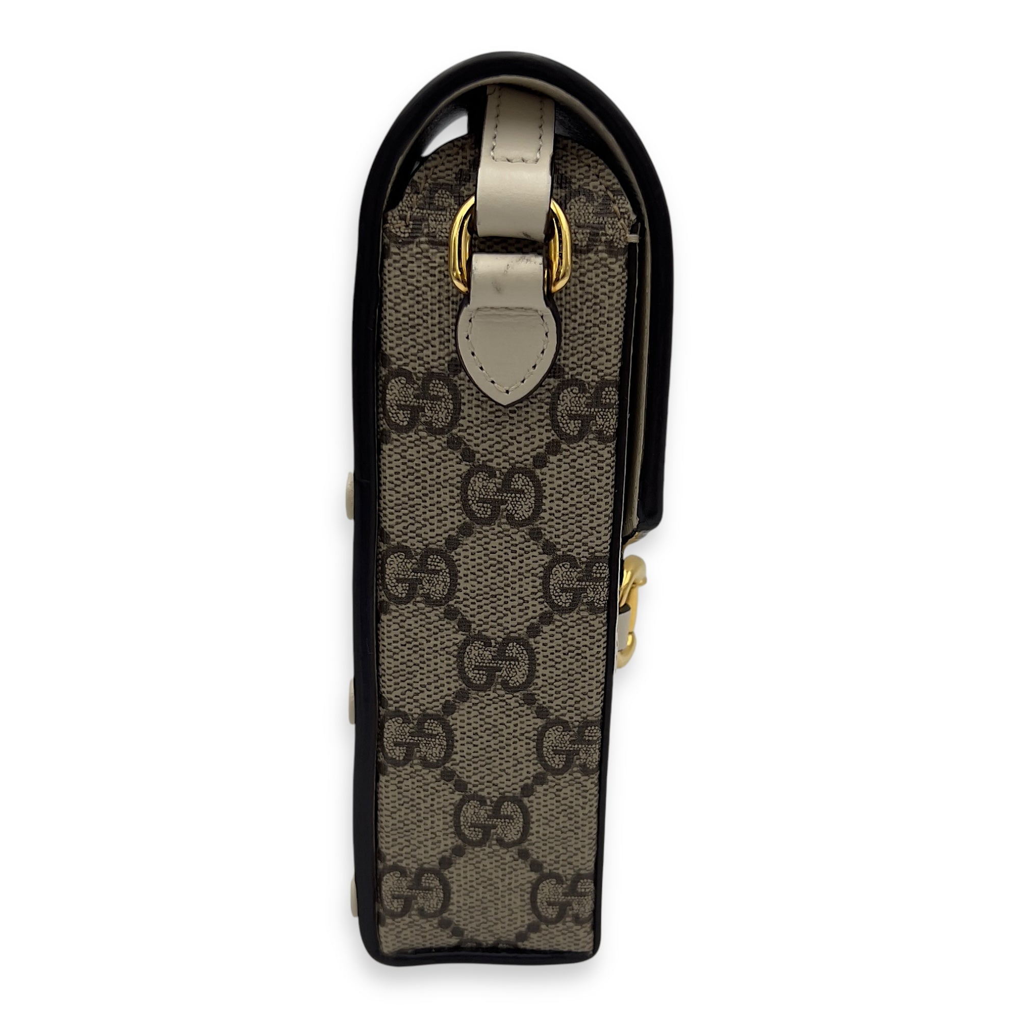 Horsebit 1955 Brown Crossbody Bag in Monogram Coated Canvas, Gold hardware - Image 4