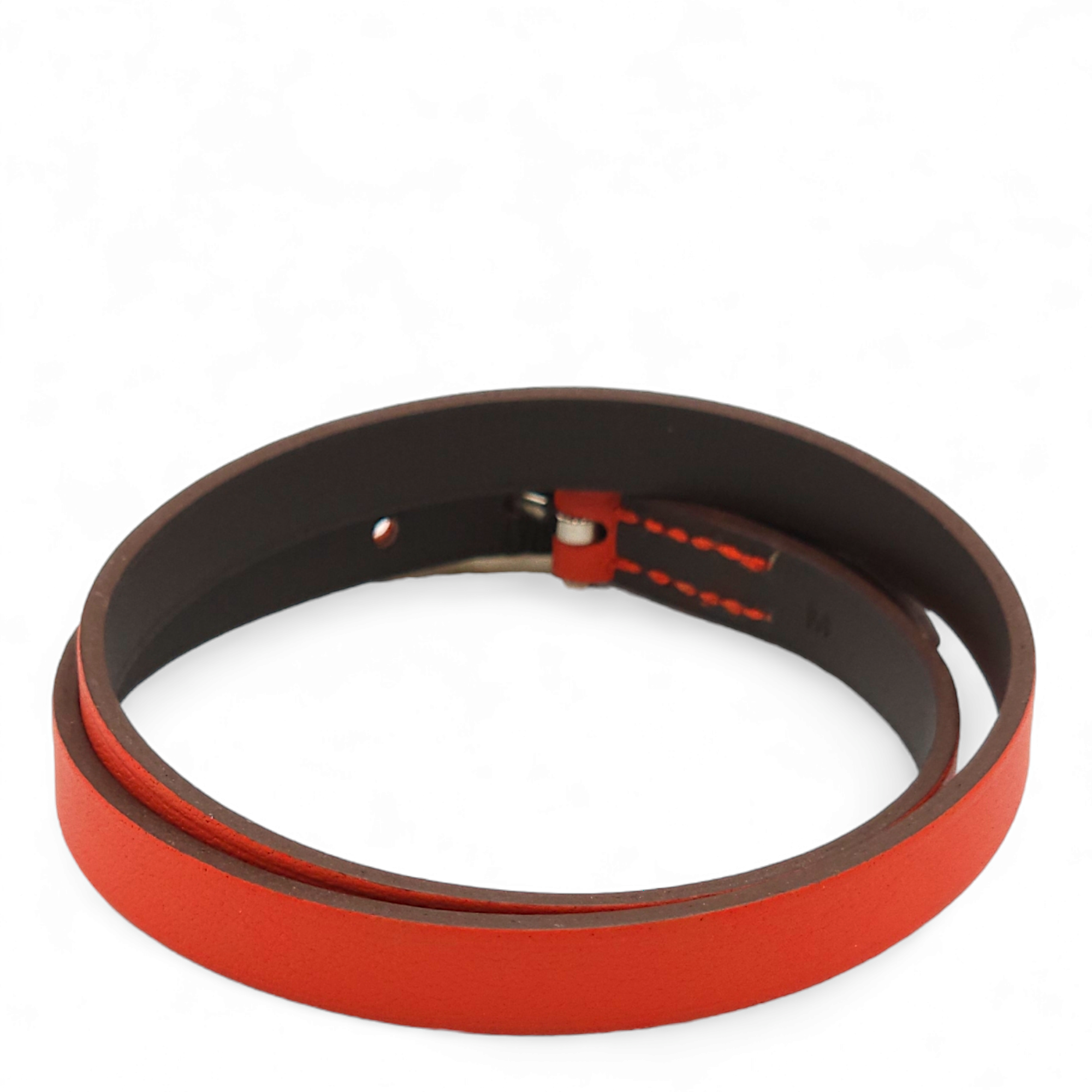 Behapi Double Tour Capucine/Chocolate Bracelet in Swift, Palladium hardware - Image 3