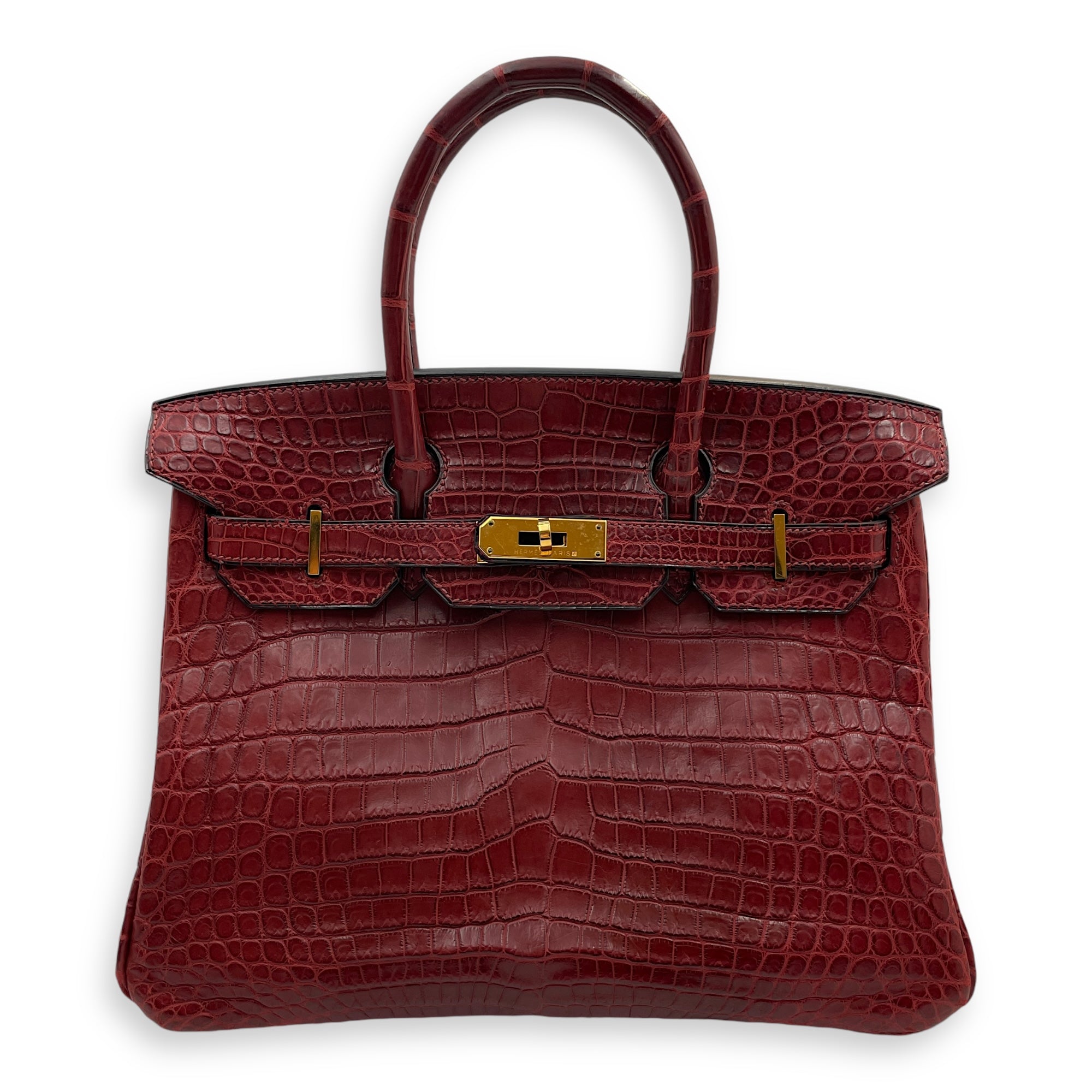 Birkin 30 Rouge in Matte Niloticus, Gold hardware