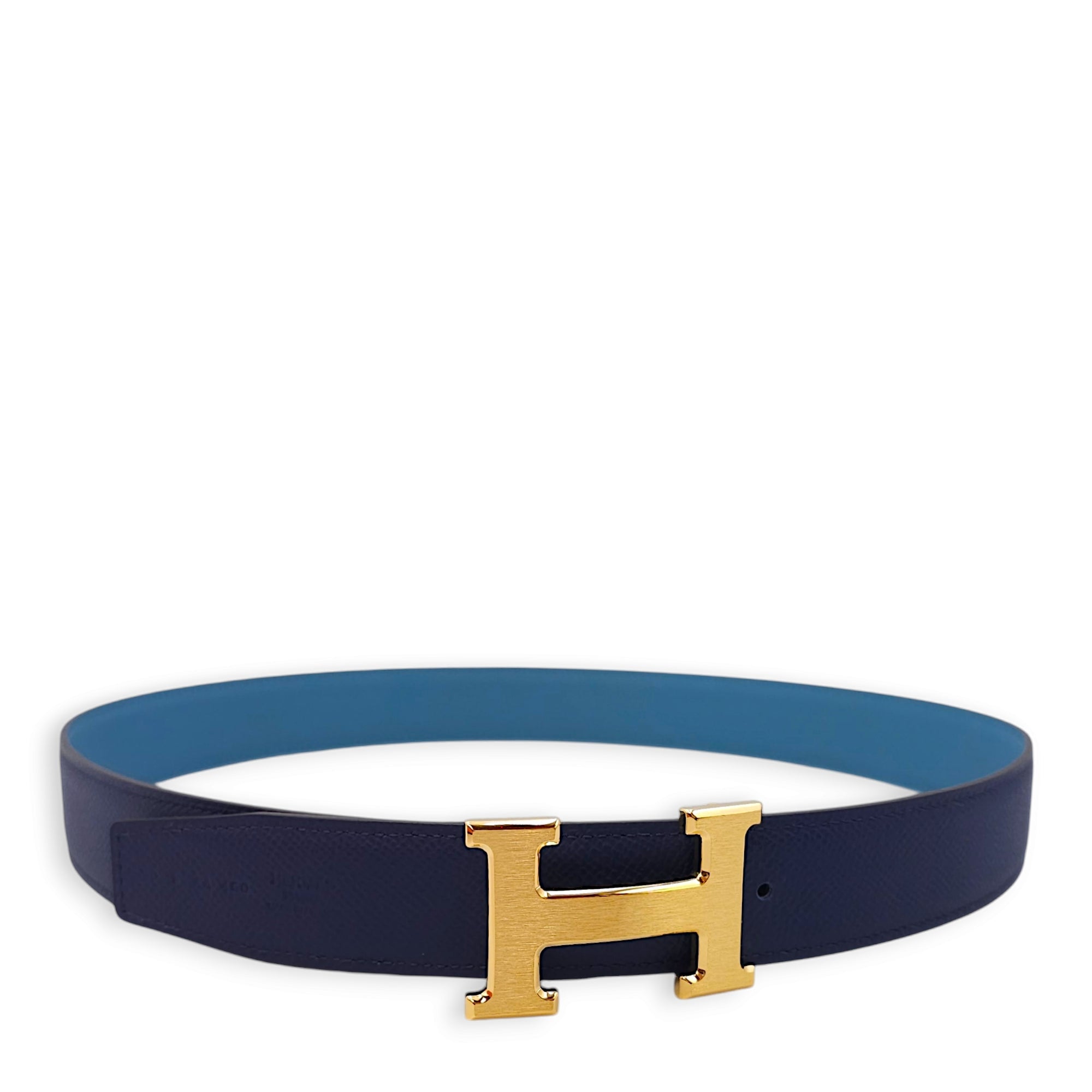 H Belt Kit 32mm by 80cm Blue Navy/New Blue Jean Belt in Epsom, Brushed Gold hardware