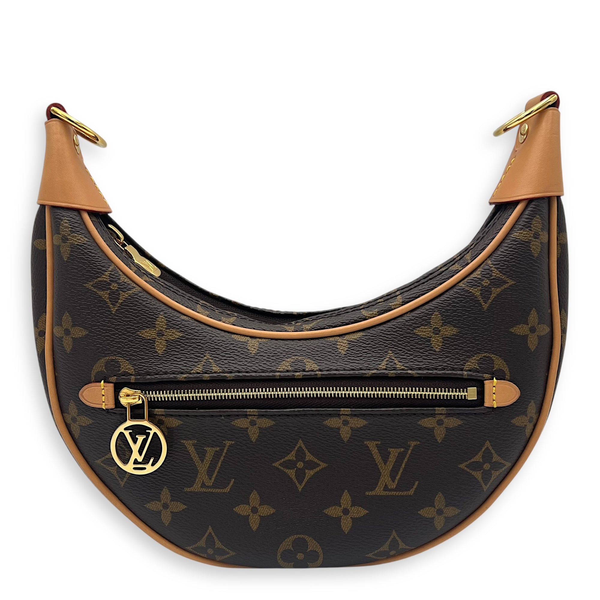 Loop Shoulder Bag Brown in Monogram Coated Canvas, Gold hardware