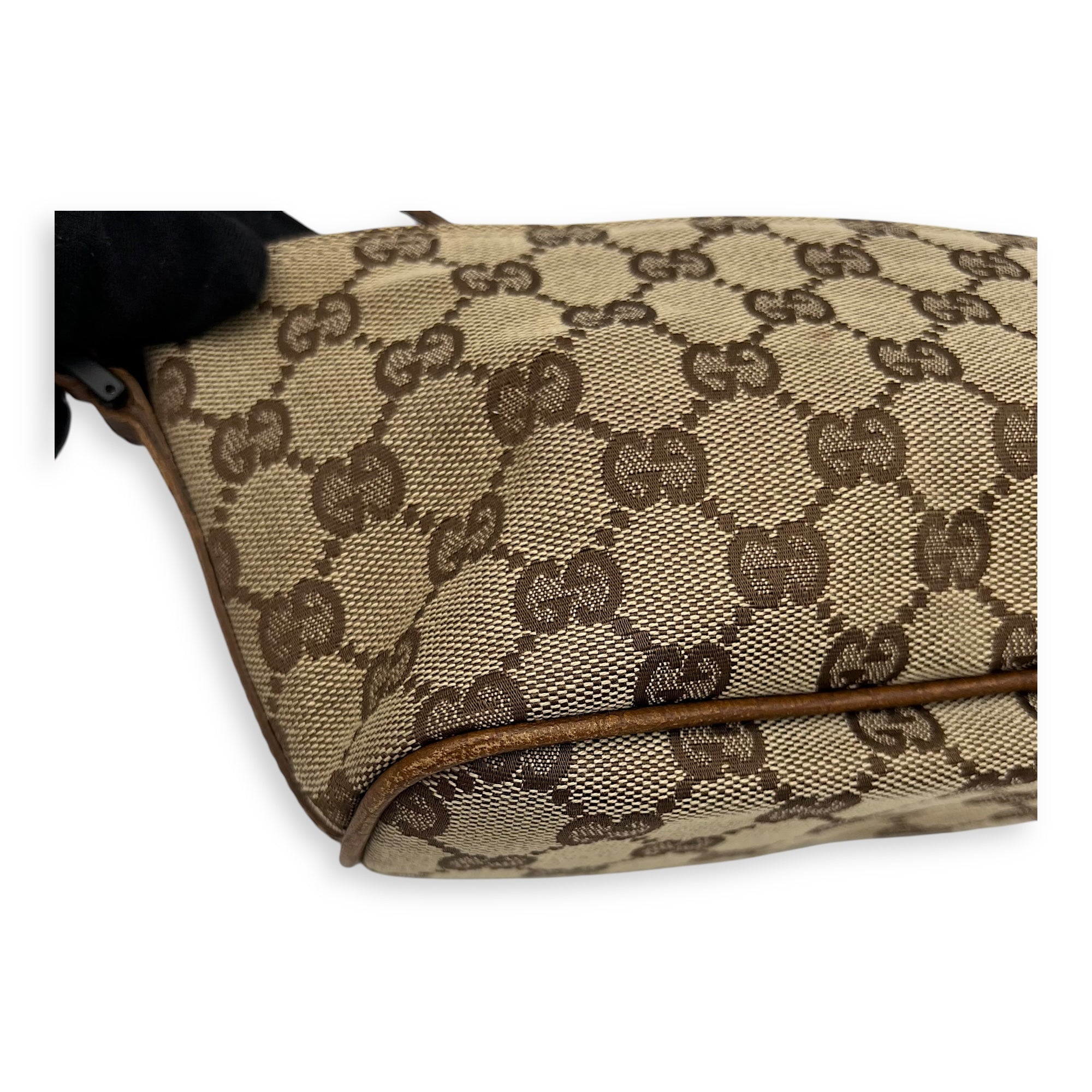 Boat Pochette Top Handle Bag Brown in Canvas, Gold hardware - Image 11