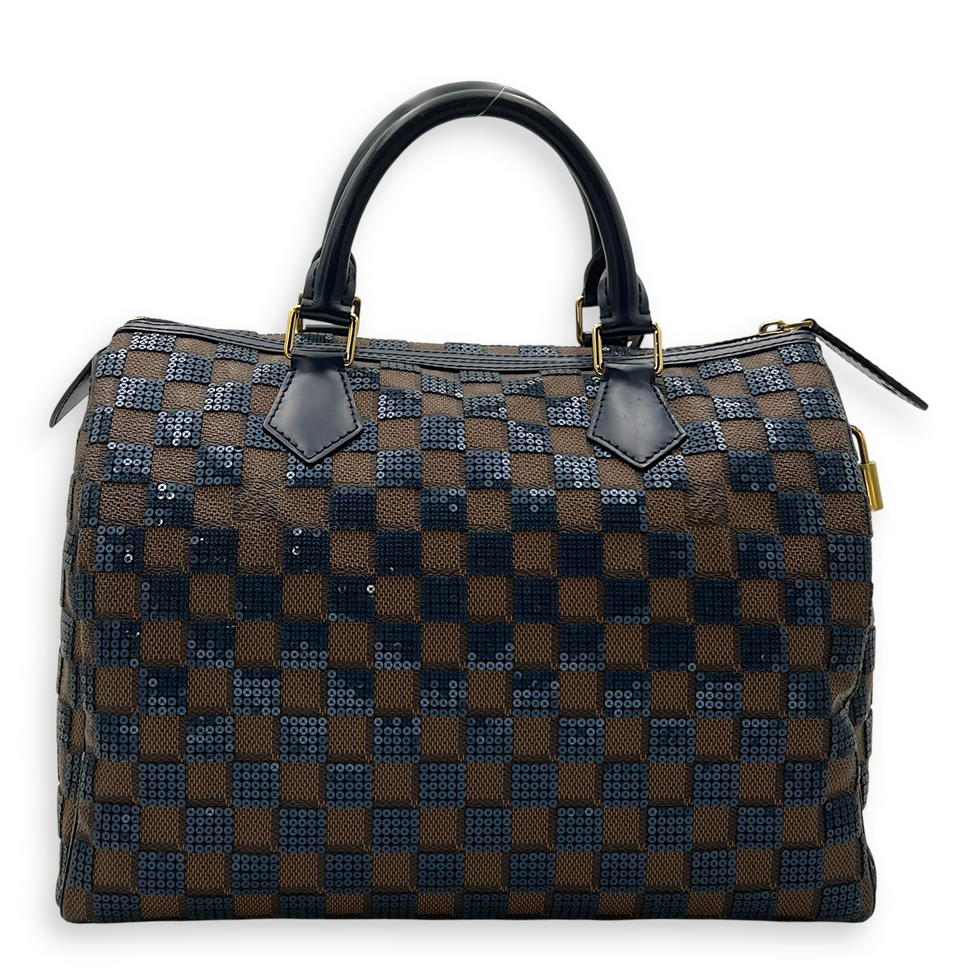 Limited Edition Speedy 30 Brown Top Handle Bag in Damier Paillettes, Gold hardware