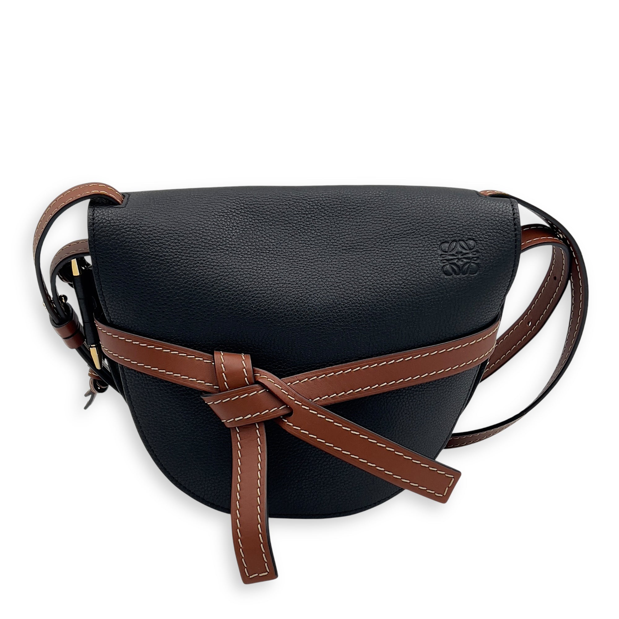 Gate Crossbody Bag Black in Calfskin, Gold hardware