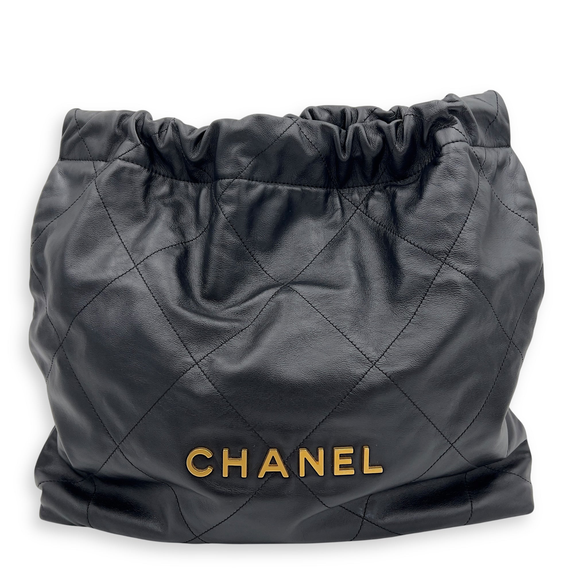 22 Tote Shoulder Bag Medium Black in Calfskin, Gold hardware