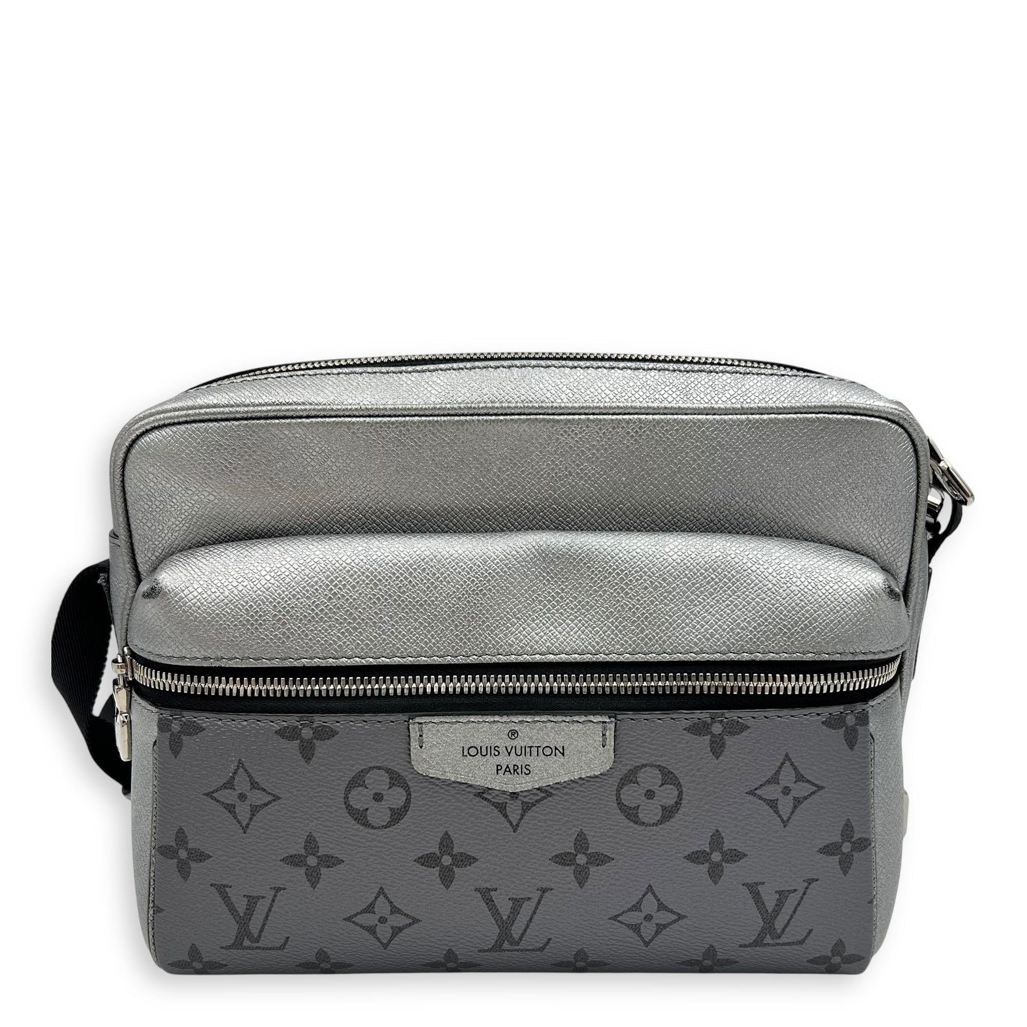 Logo Silver Messenger in Monogram Coated Canvas, Silver hardware