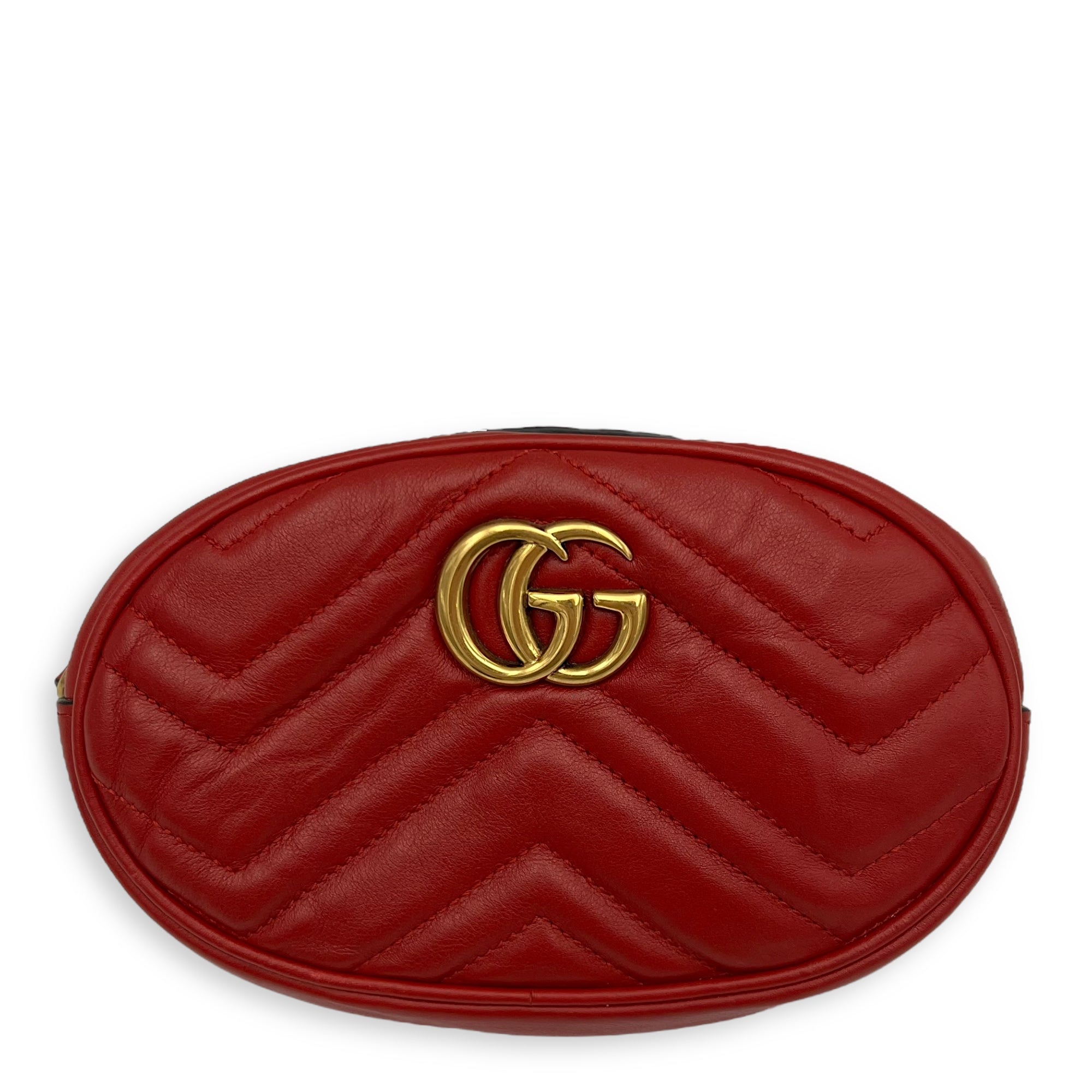 GG Marmont Belt Bag Red in Calfskin, Gold hardware