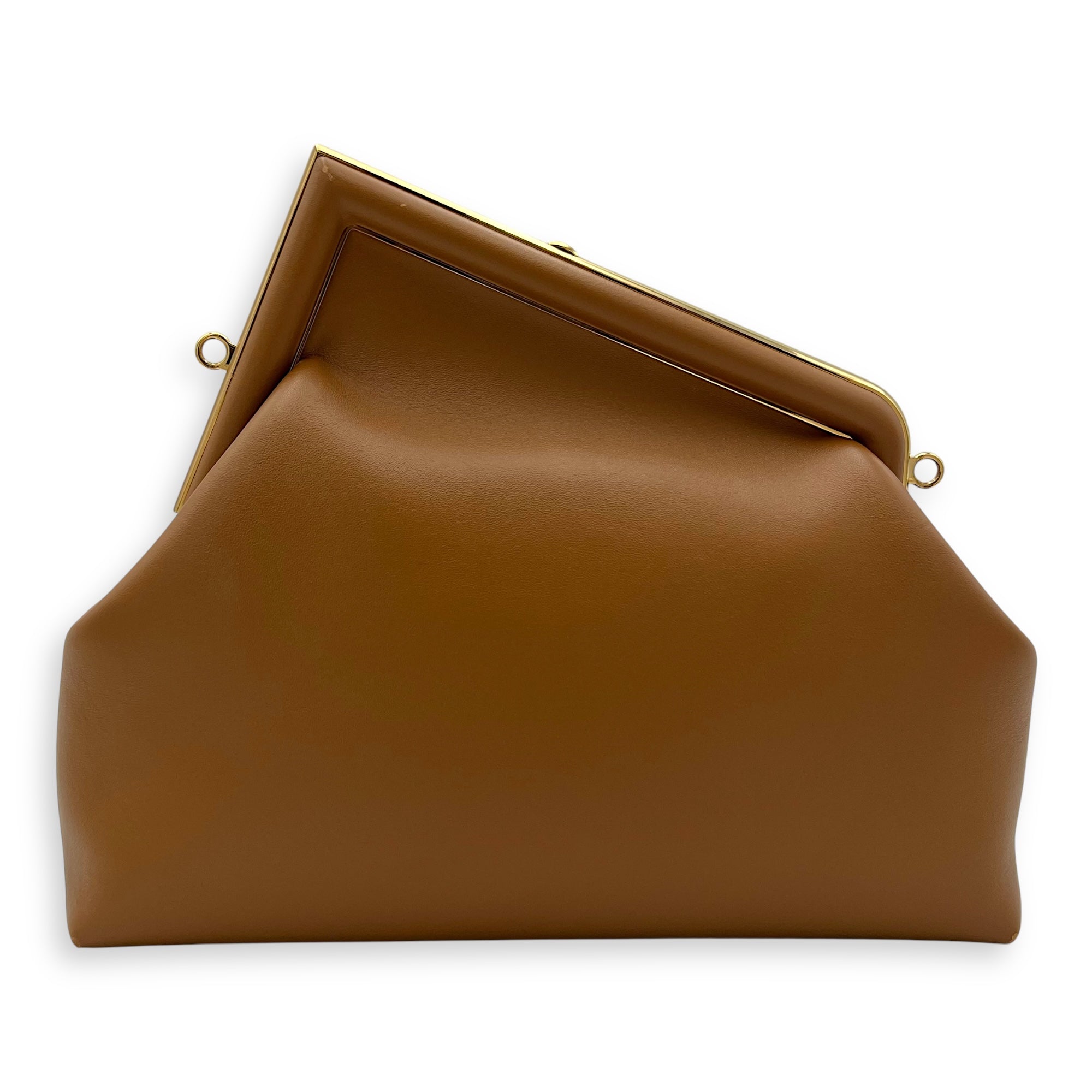 First Brown Shoulder Bag in Calfskin, Gold hardware - Image 3