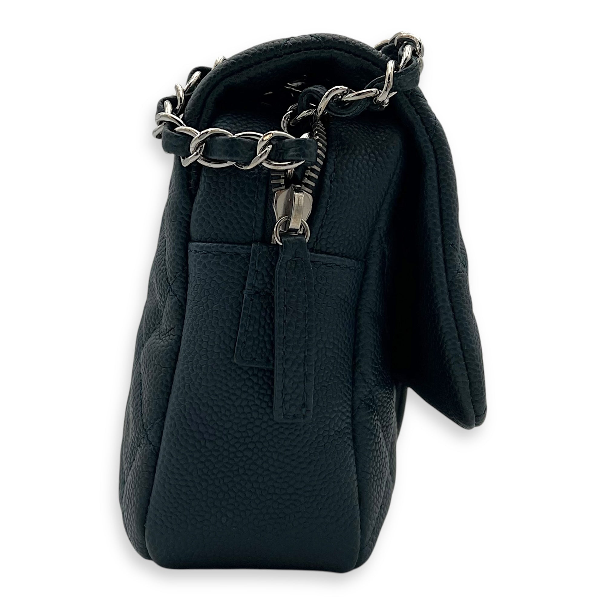 CC Shoulder Bag Blue in Caviar Leather, Silver hardware - Image 4