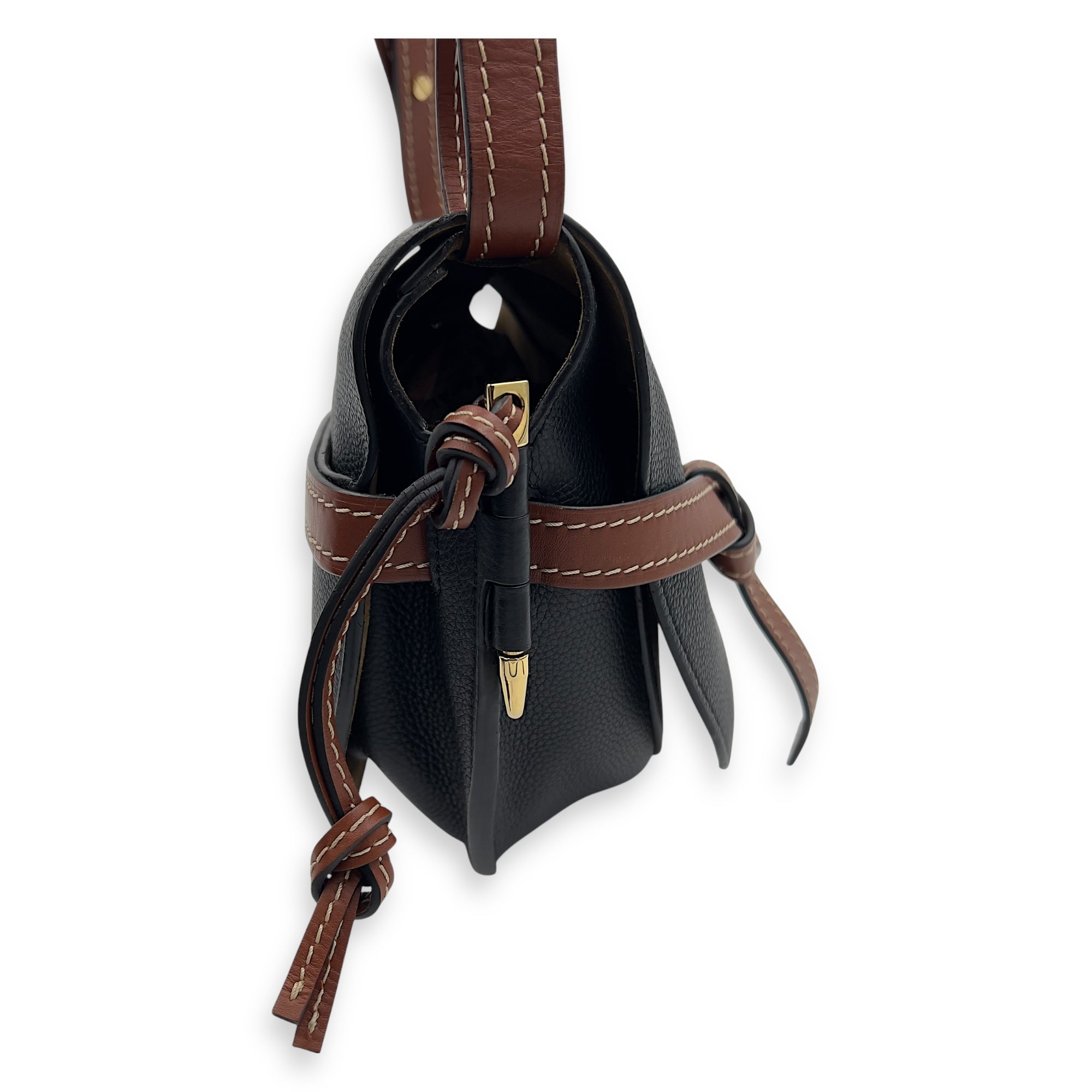 Gate Crossbody Bag Black in Calfskin, Gold hardware - Image 4