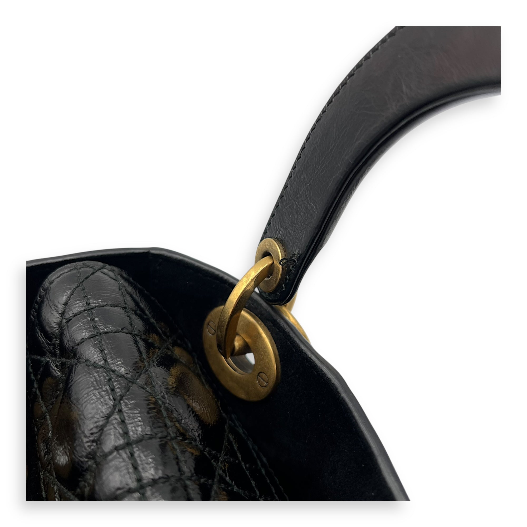 Lady Dior Top Handle Bag Small Black in Calfskin, Gold hardware - Image 11