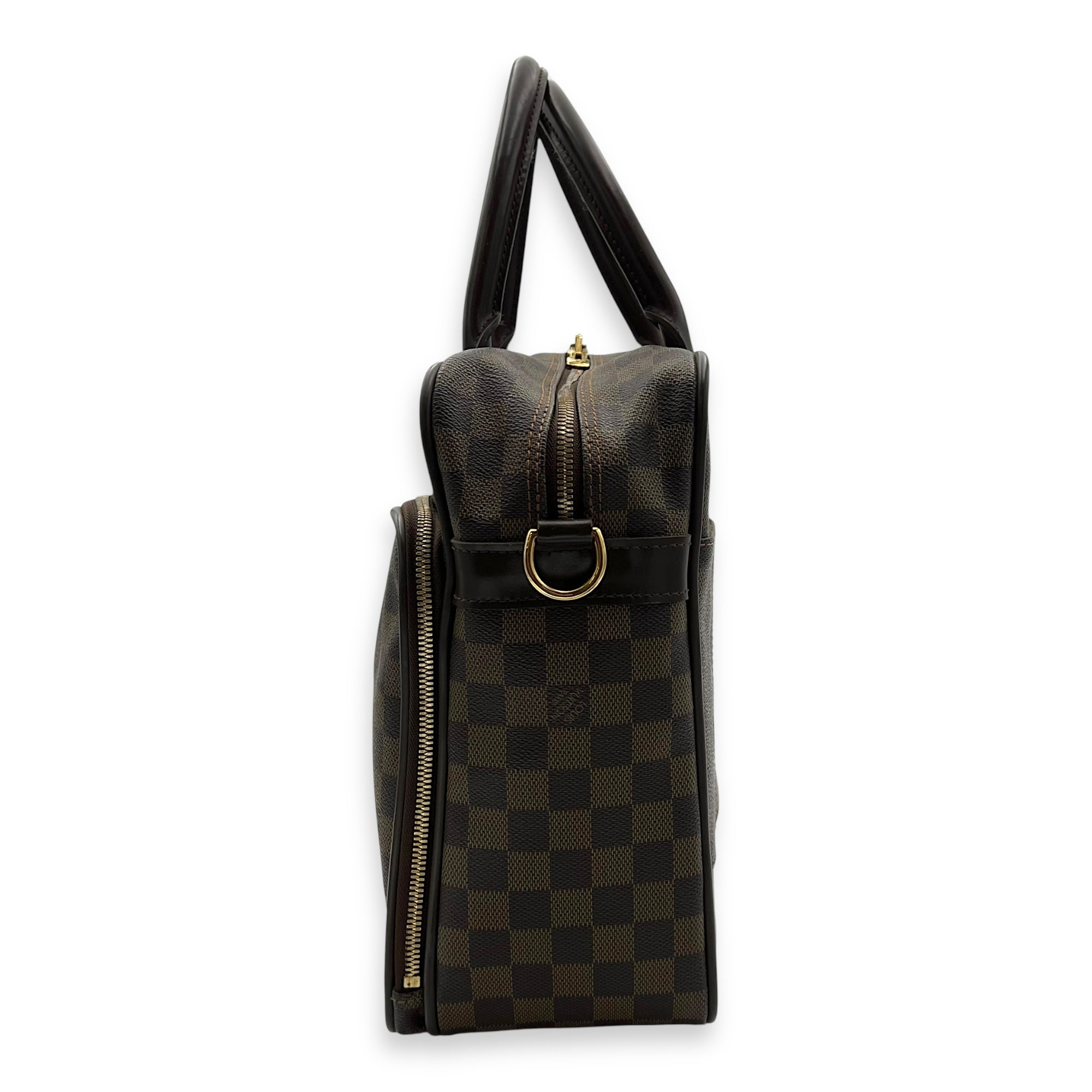 ICare Damier Ebene Top Handle Bag in Coated Canvas, Gold hardware - Image 5