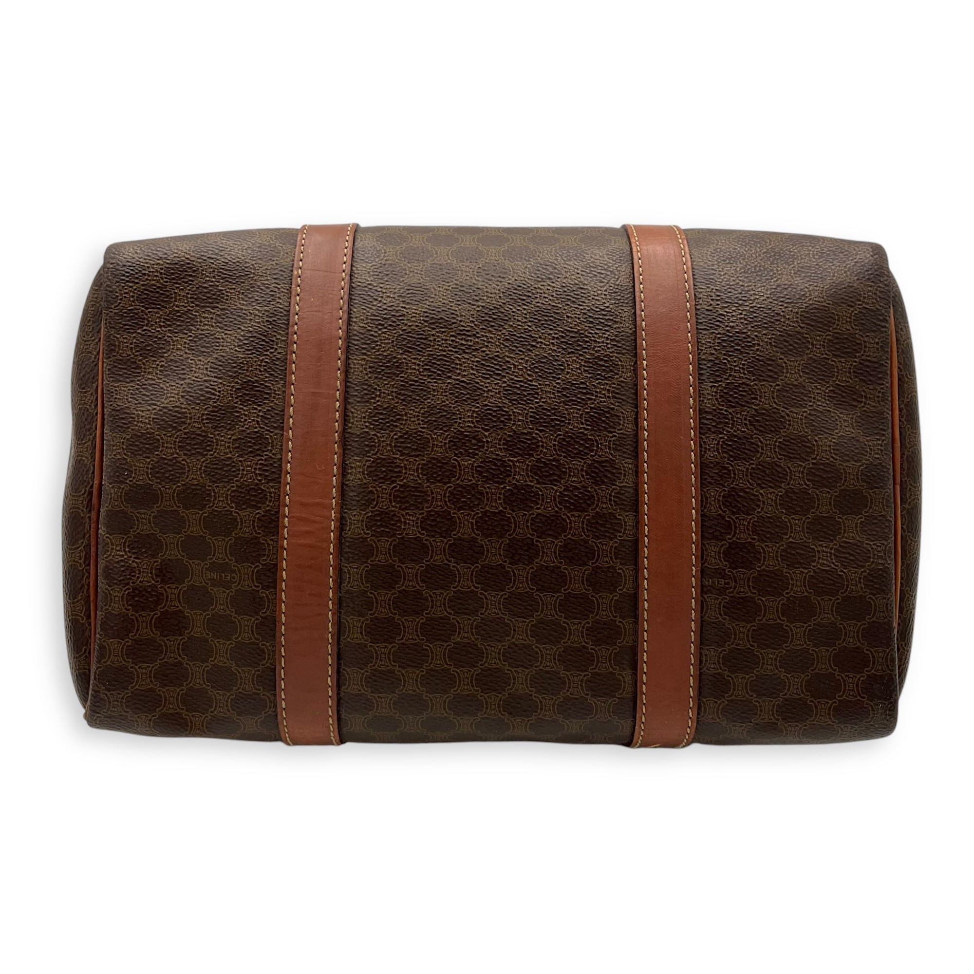 Vintage Macadam Boston Top Handle Bag Brown in Coated Canvas, Gold hardware - Image 6