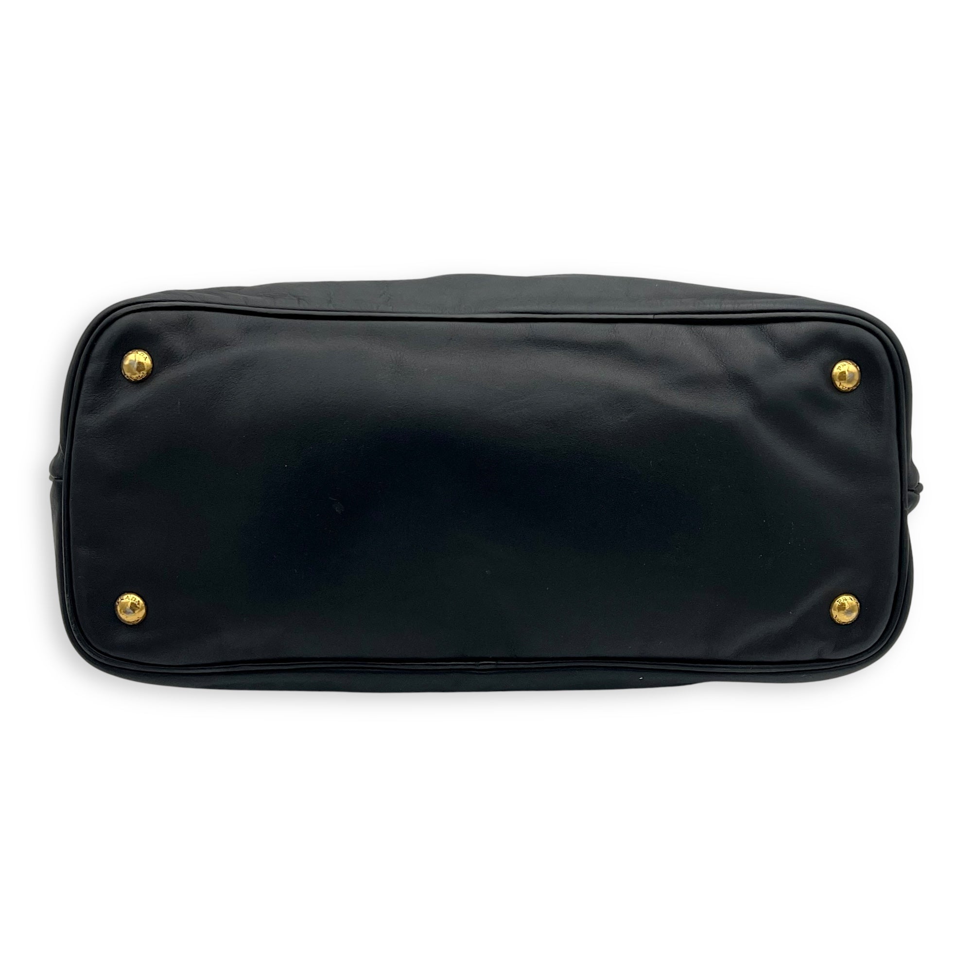 Logo Top Handle Bag Black in Calfskin, Gold hardware - Image 6