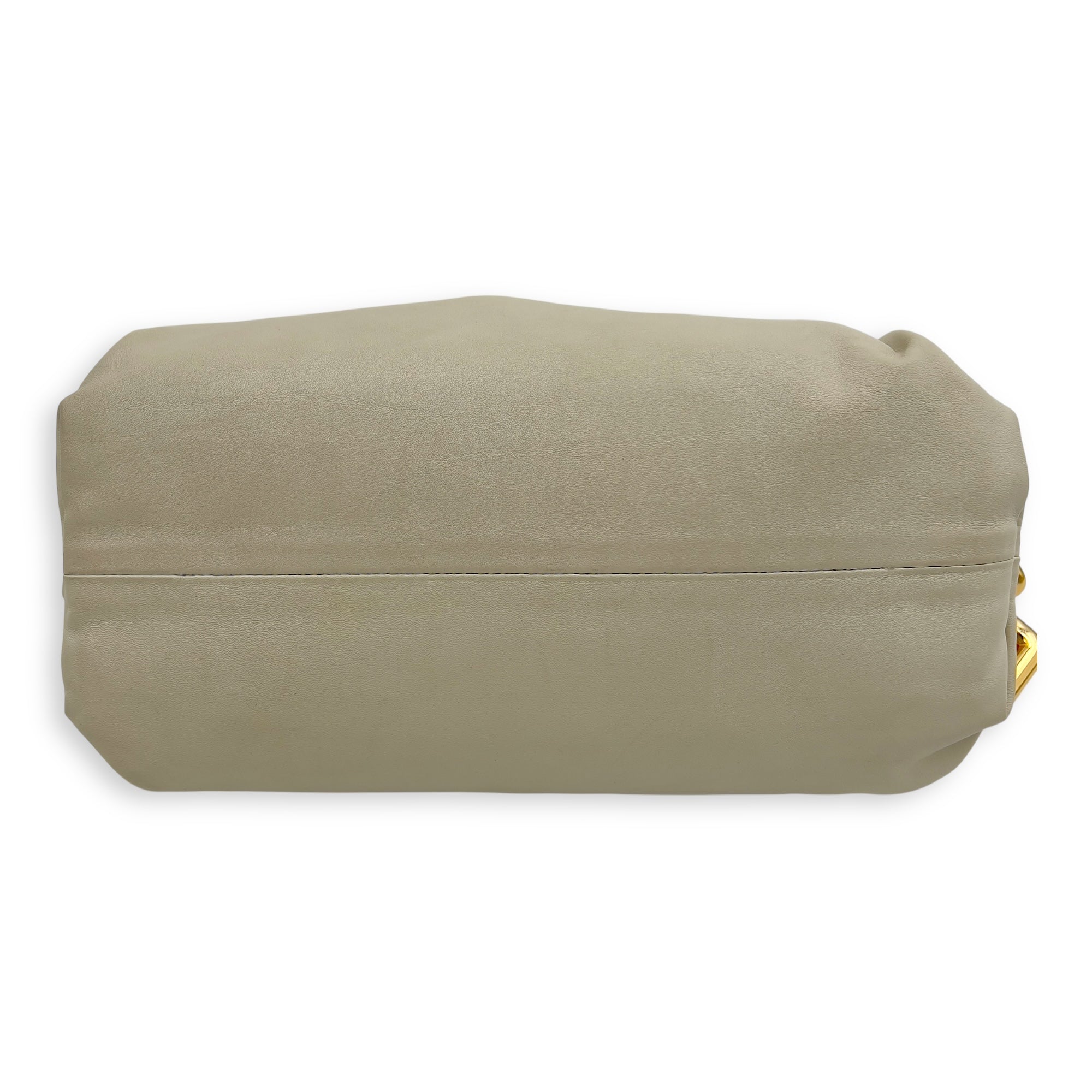 Chain Pouch Shoulder Bag Beige in Calfskin, Gold hardware - Image 4