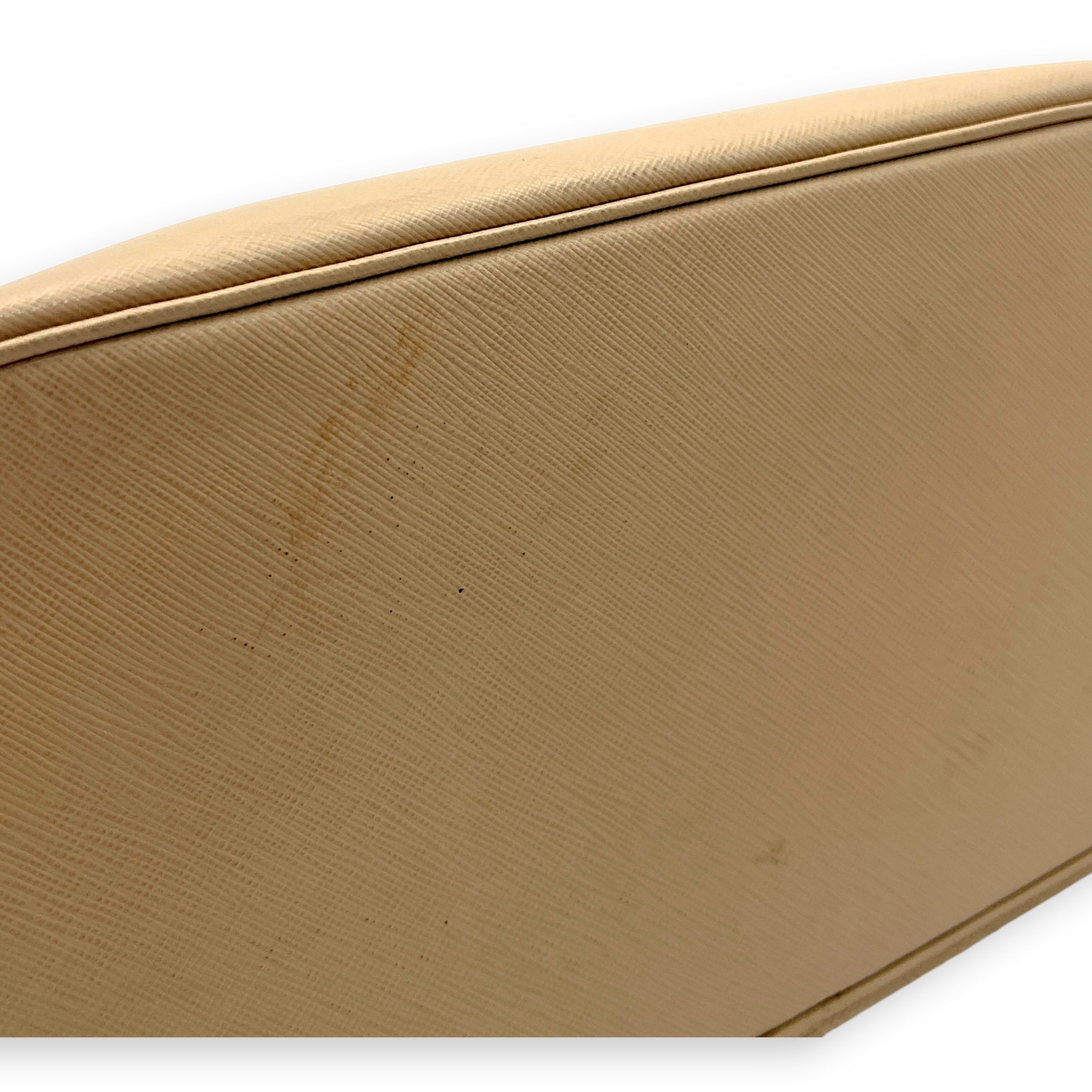 Triangle Top Handle Bag Beige in Calfskin, Gold hardware - Image 7