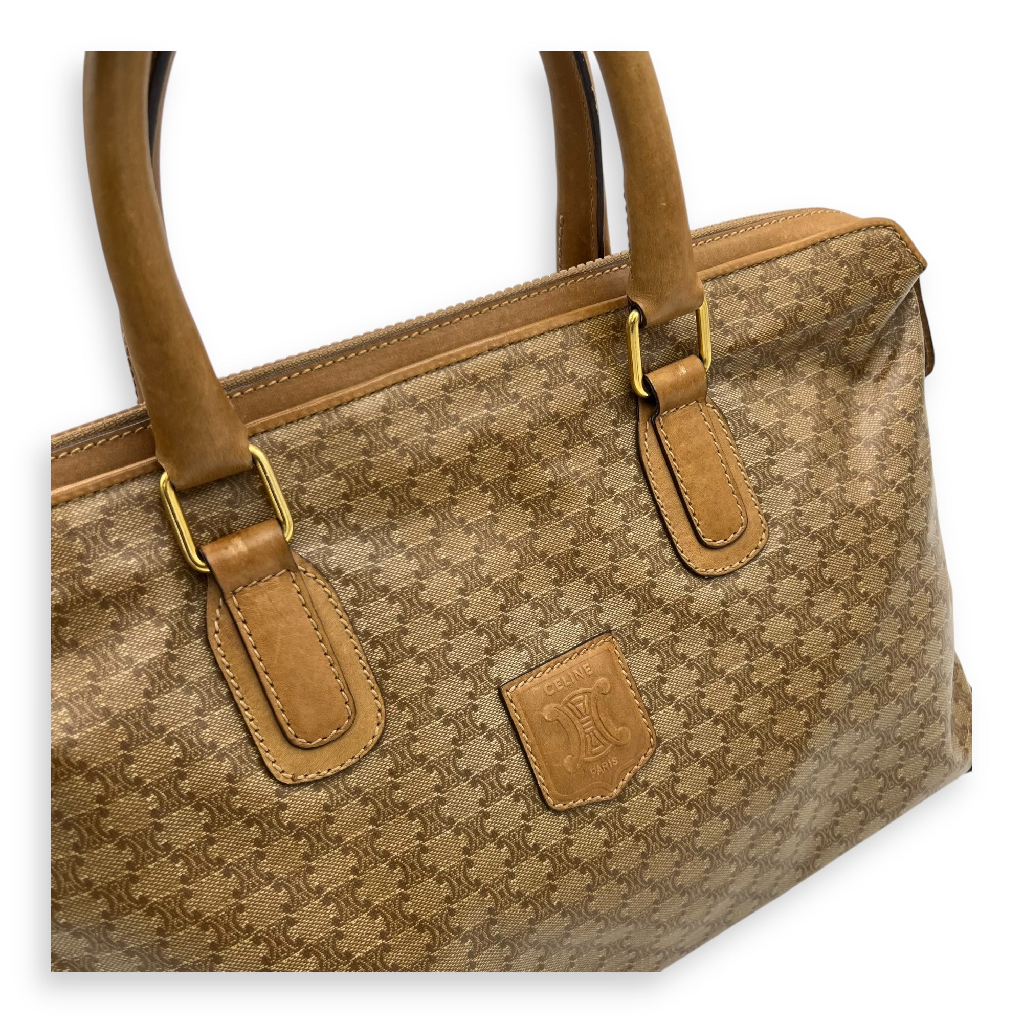 Macadam Top Handle Bag Beige in Coated Canvas, Gold hardware - Image 7