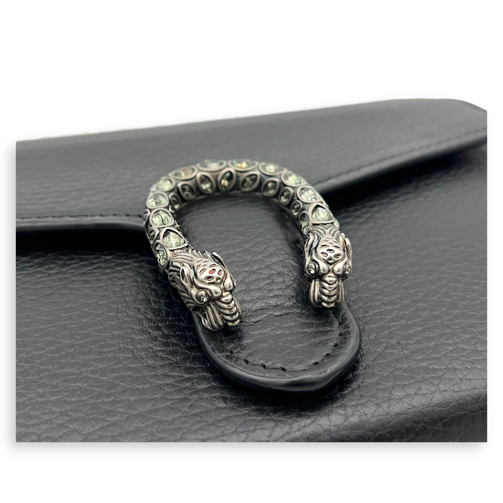 Dionysus Wallet On Chain Black in Calfskin, Silver hardware - Image 7