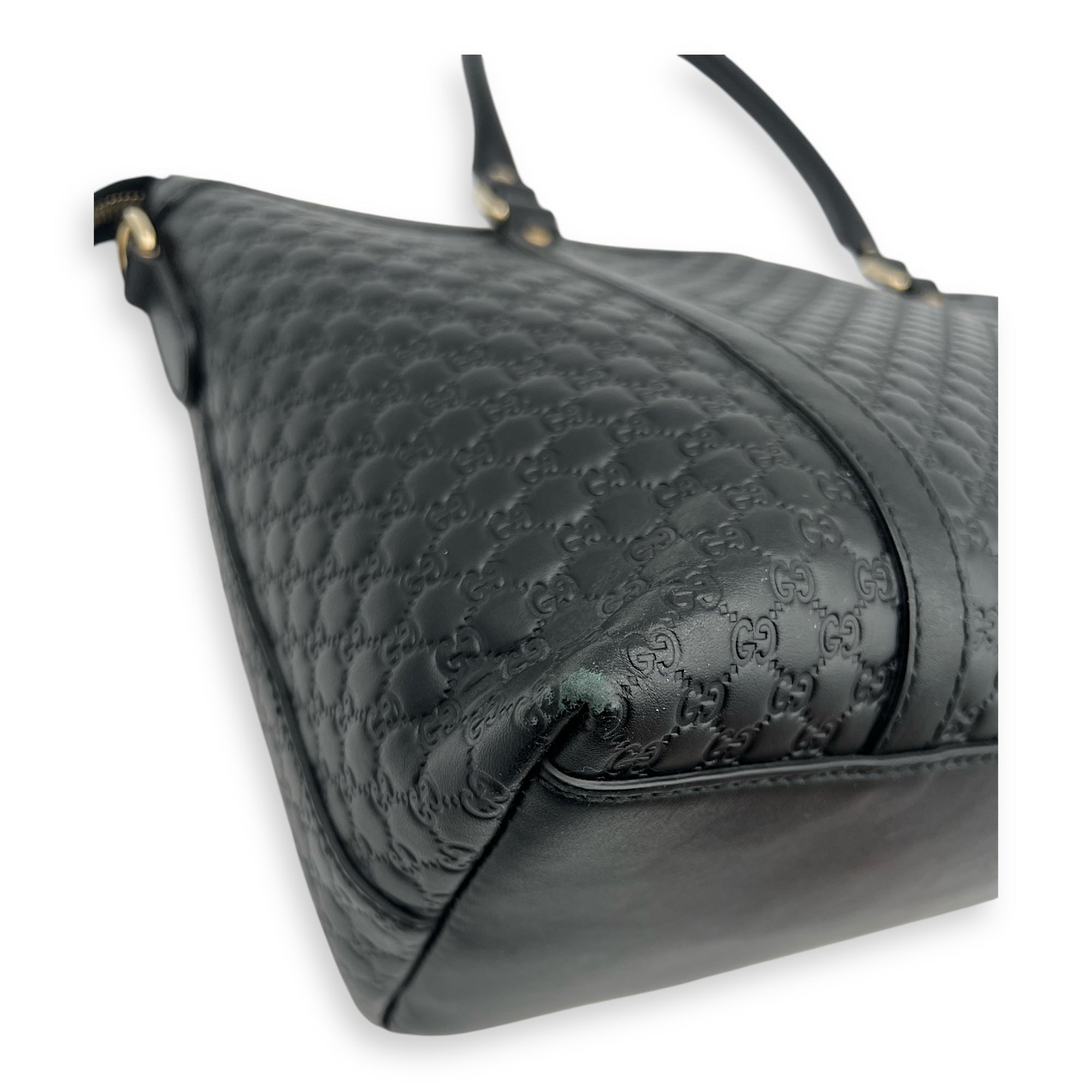 GG Tote Bag Black in Guccissima Leather, Gold hardware - Image 9