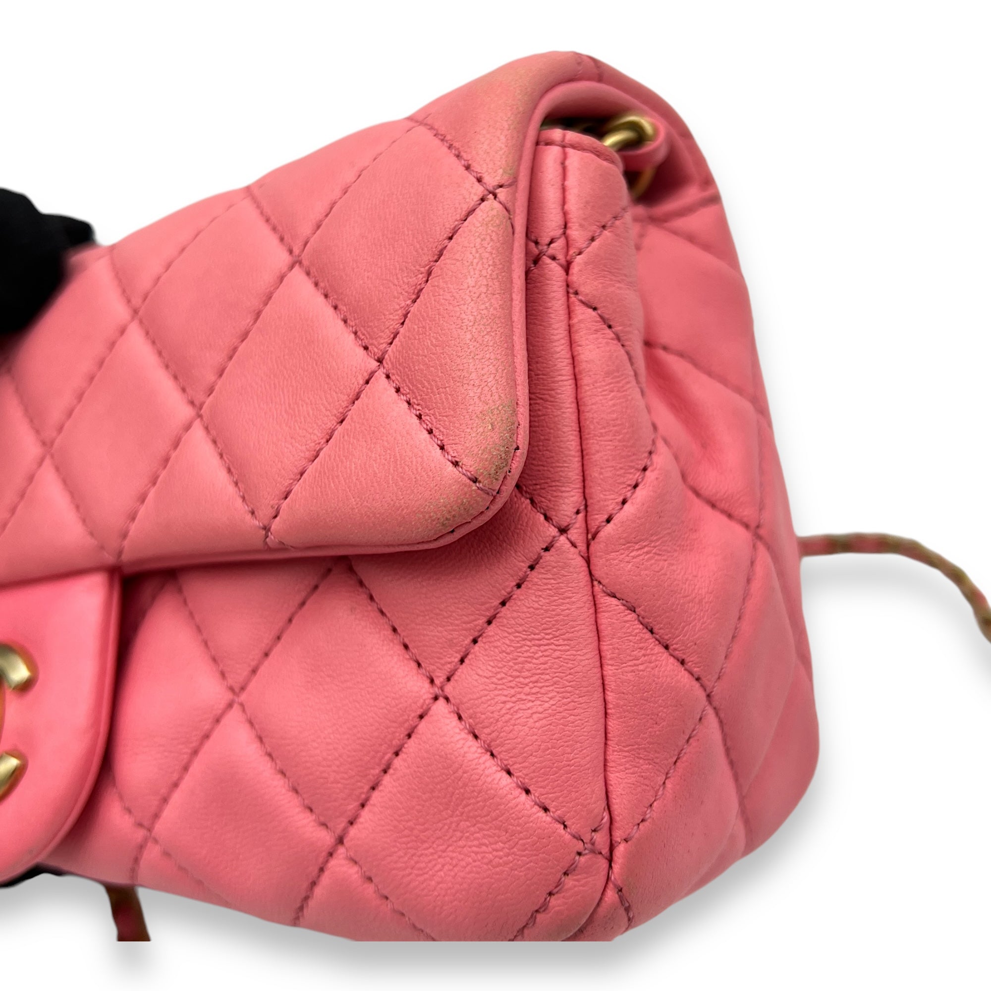 Quilted Pearl Crush Shoulder Bag Pink in Calfskin, Gold hardware - Image 9