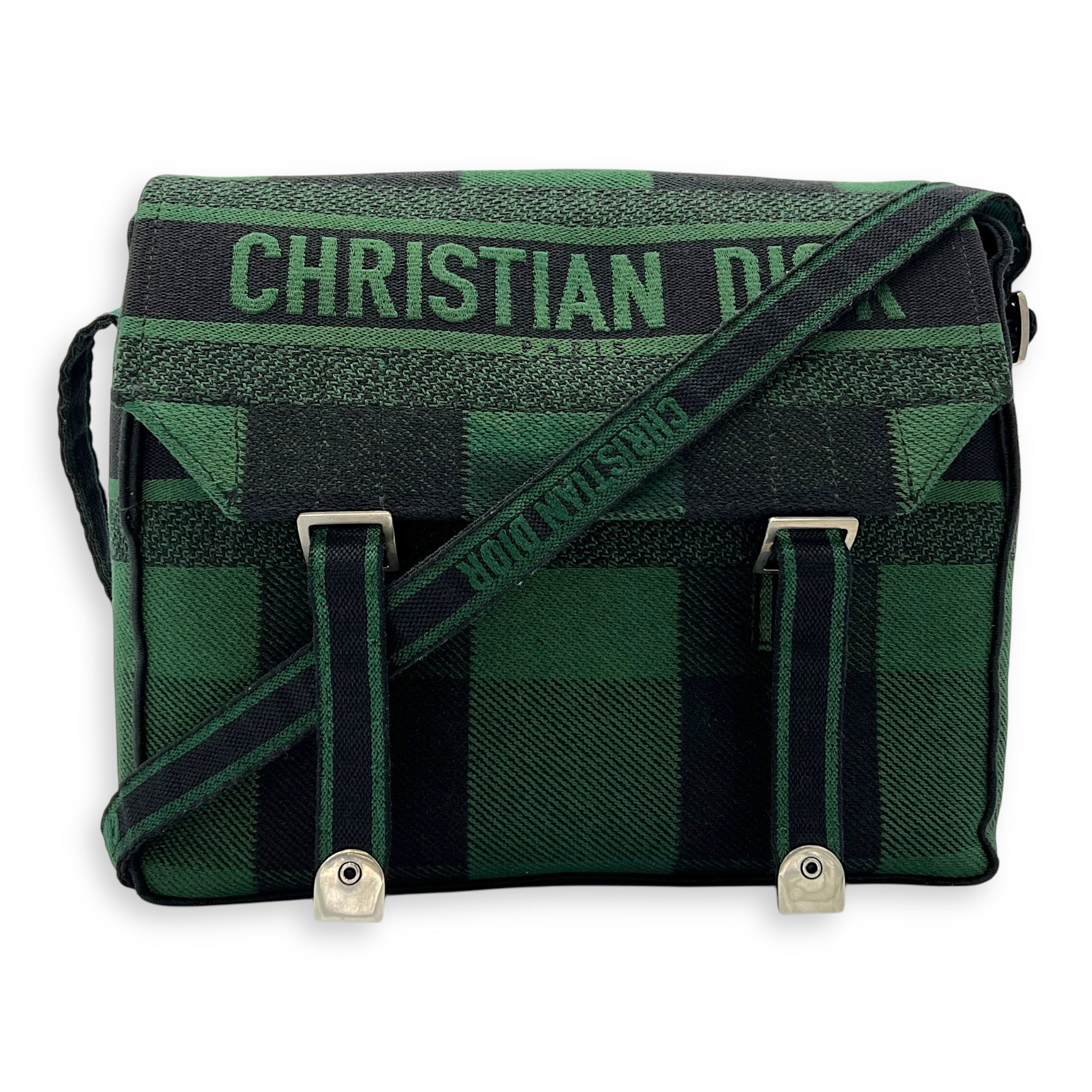 Camp Crossbody Bag Green in Canvas, Silver hardware - Image 9