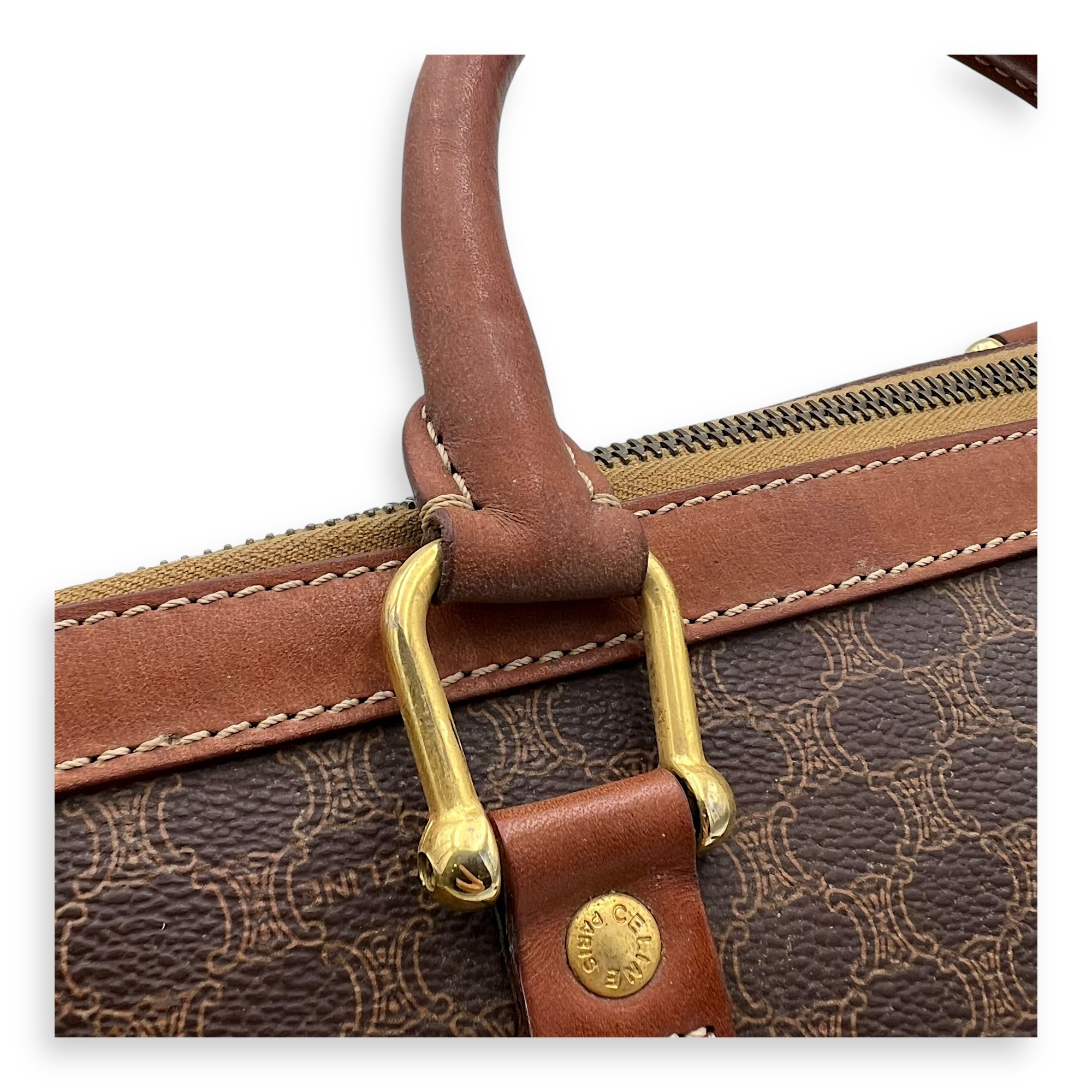 Macadam Top Handle Bag Brown in Coated Canvas, Gold hardware - Image 10