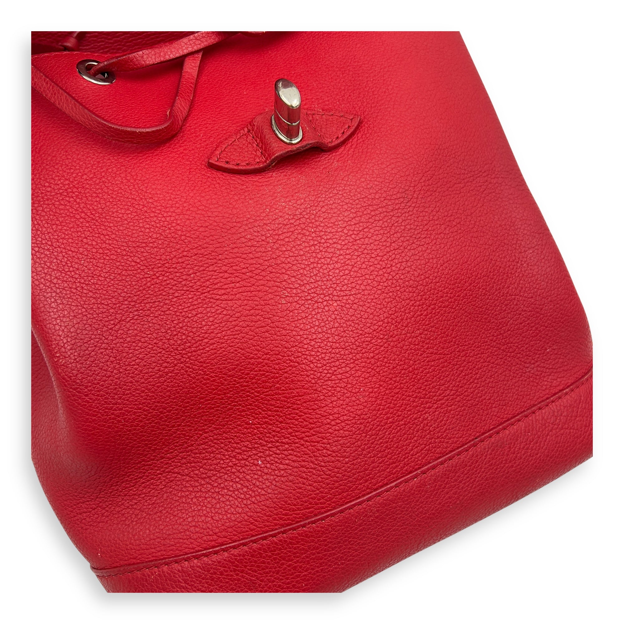 Lock Me Backpack Red in Taurillon Leather, Silver hardware - Image 12