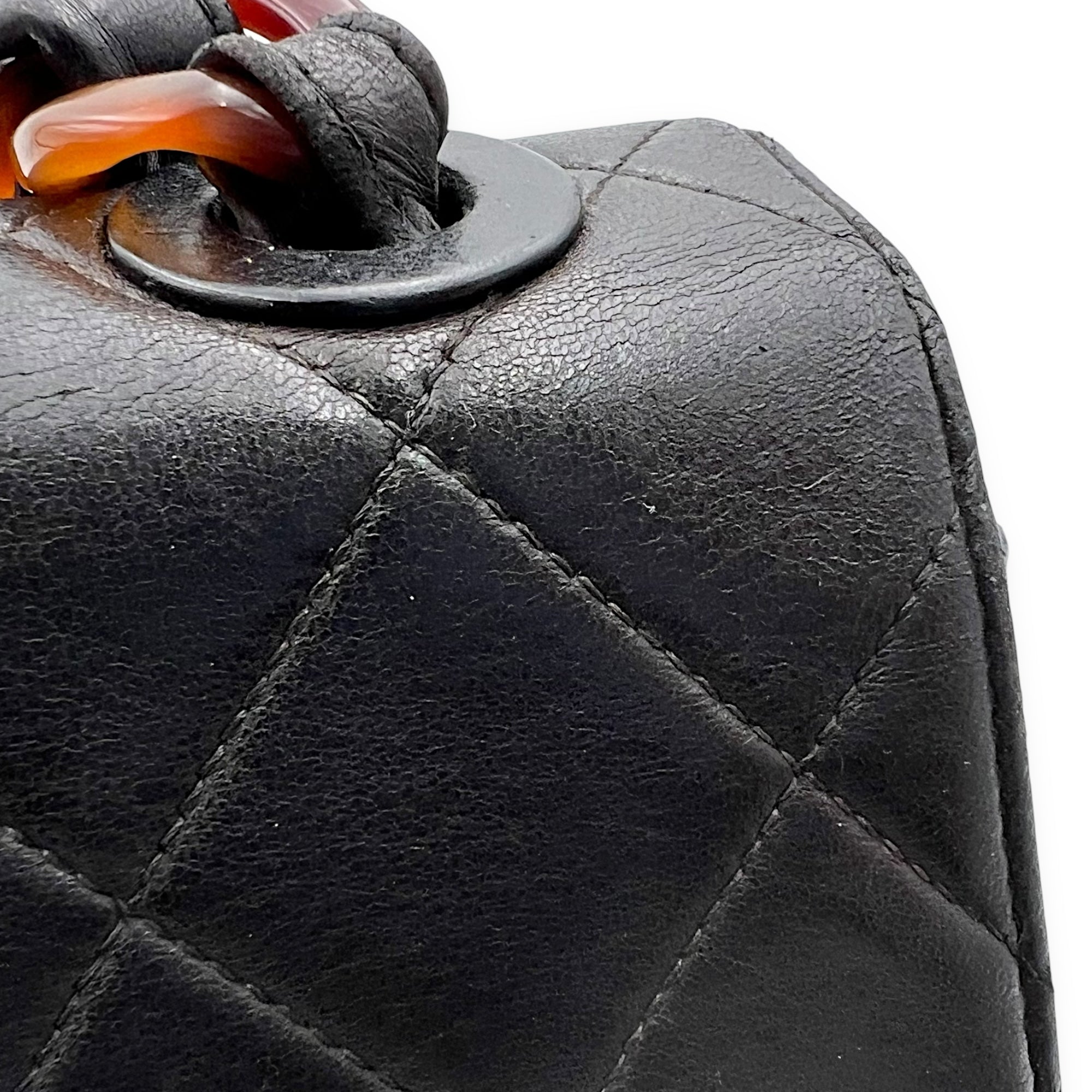 CC Quilted Tortoise Shell Shoulder Bag Black in Lambskin, tortoise shell hardware - Image 10