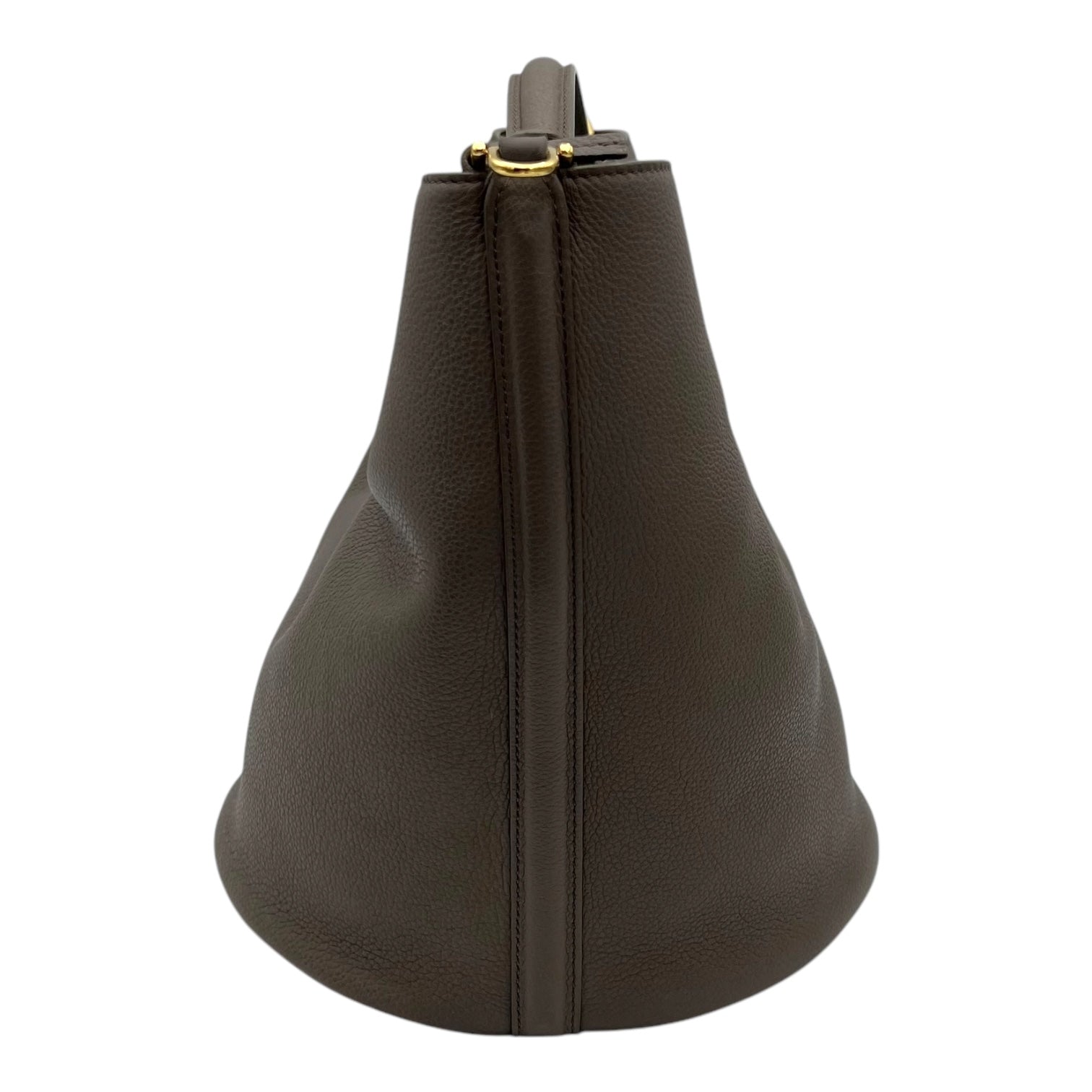 Bucket 16 Brown Top Handle Bag in Calfskin, Gold hardware - Image 4