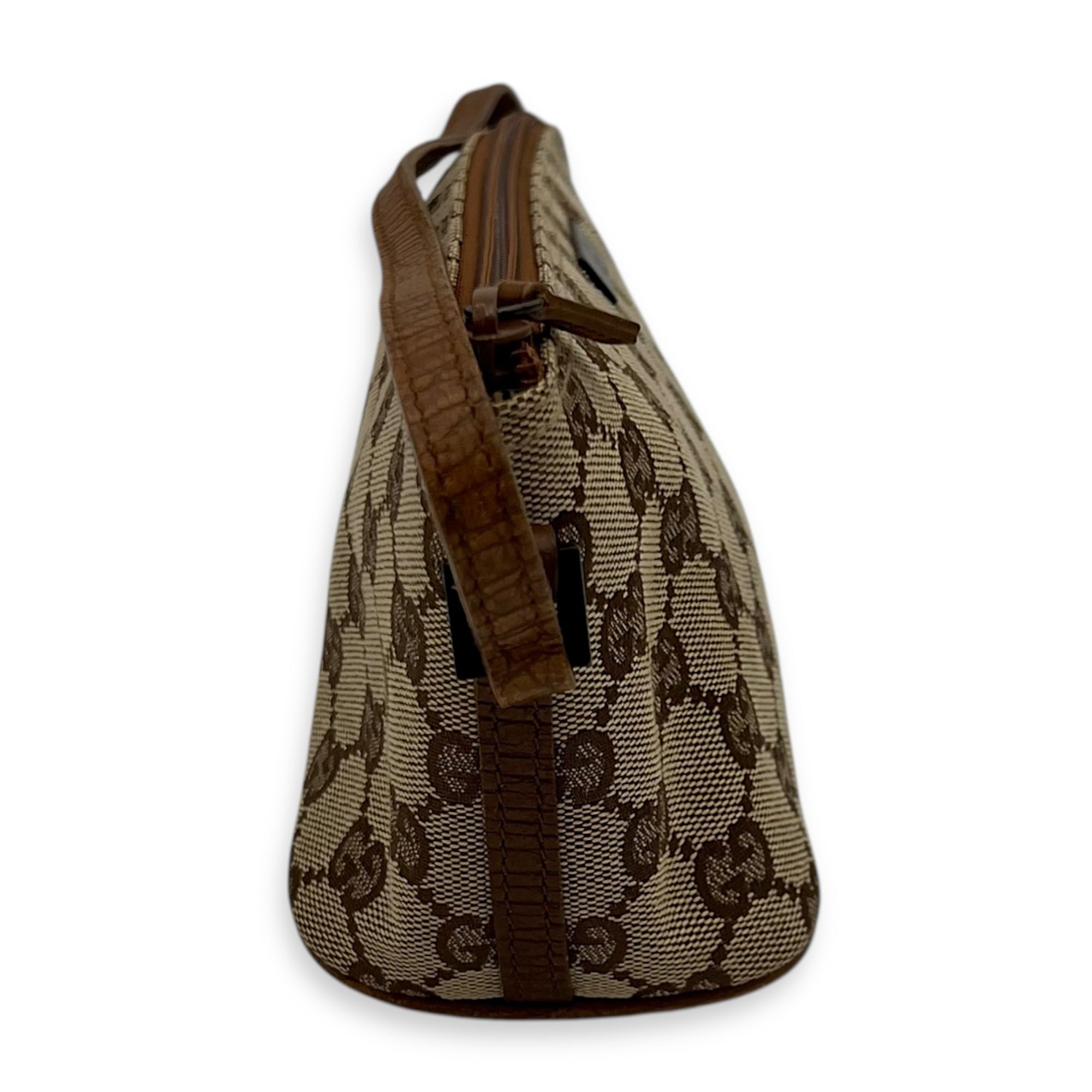 Boat Pochette Top Handle Bag Brown in Canvas, Gold hardware - Image 4