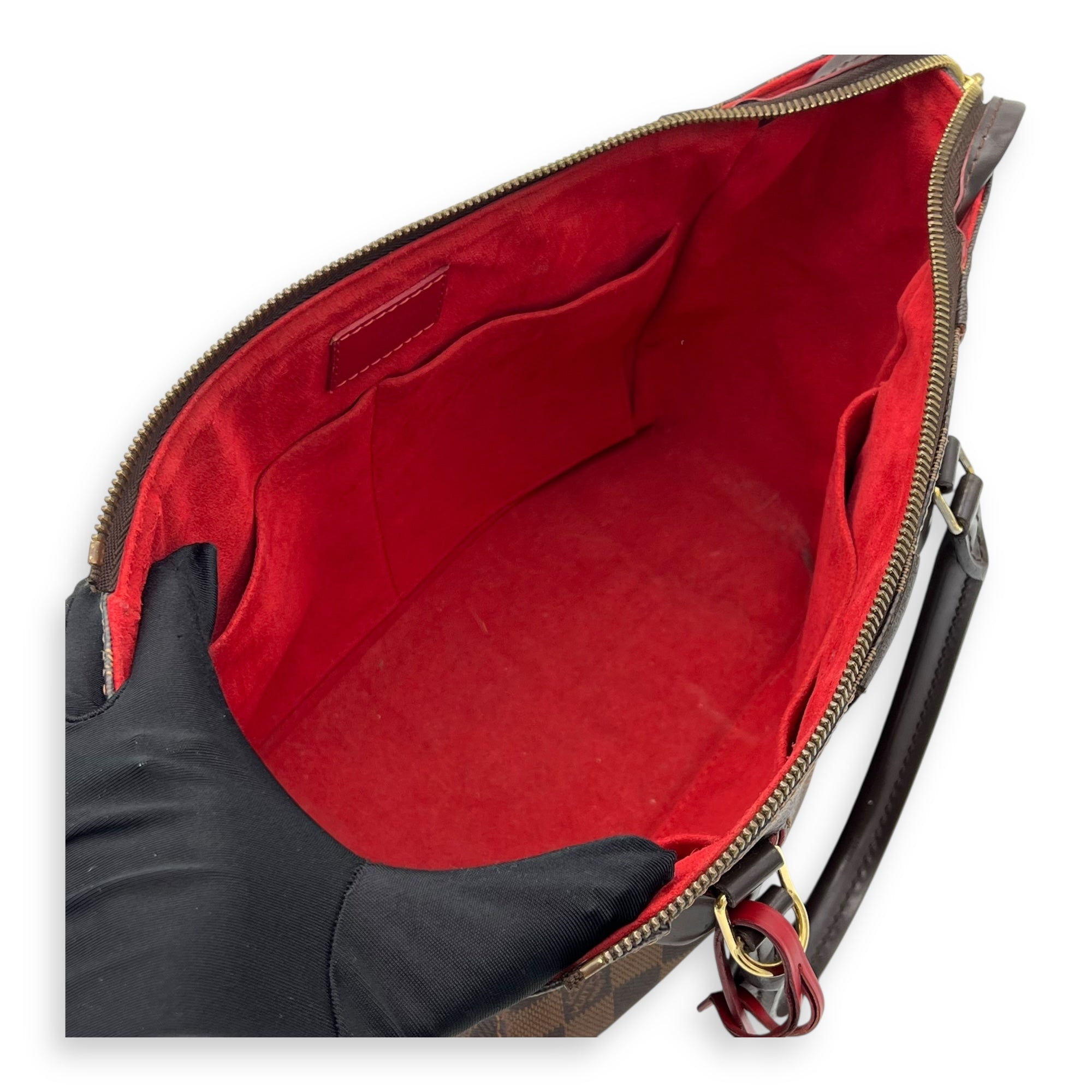 Caissa Top Handle Bag Brown in Coated Canvas, Gold hardware - Image 11