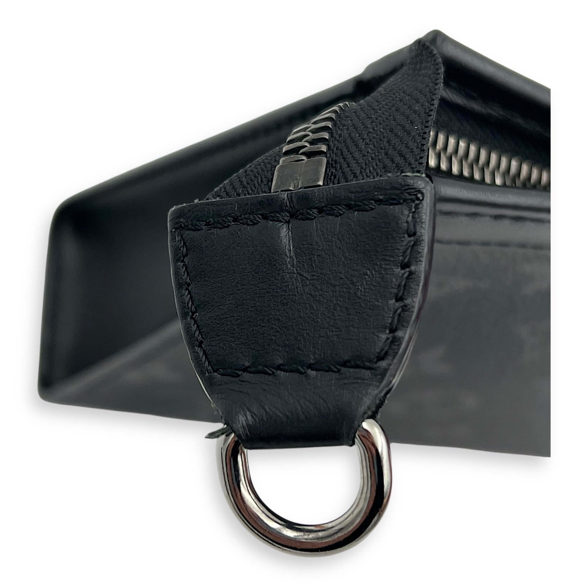 Gaston Wearable Wallet Black Crossbody Bag in Coated Canvas, Silver hardware - Image 11