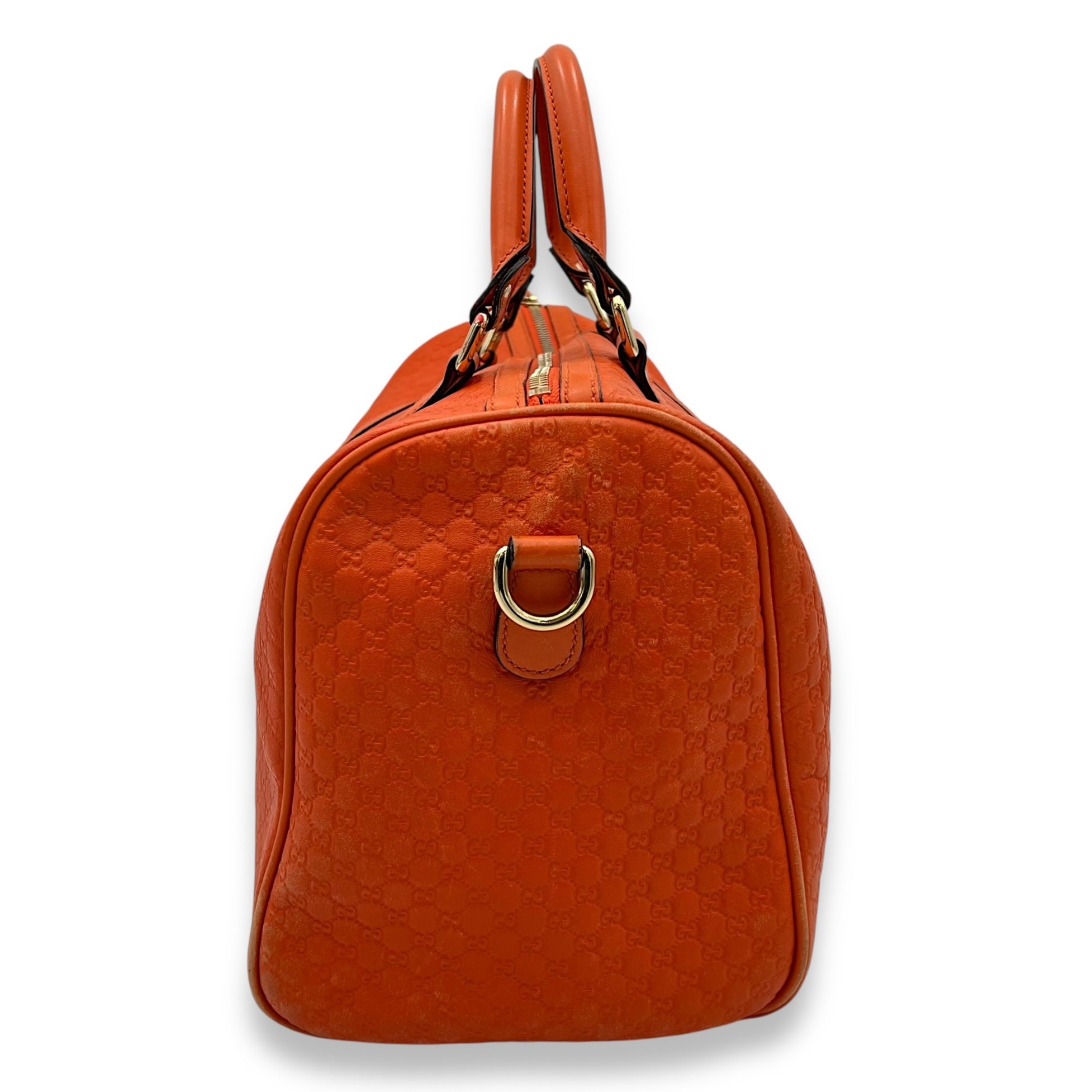 Boston Top Handle Bag Orange in Guccissima Leather, Gold hardware - Image 5